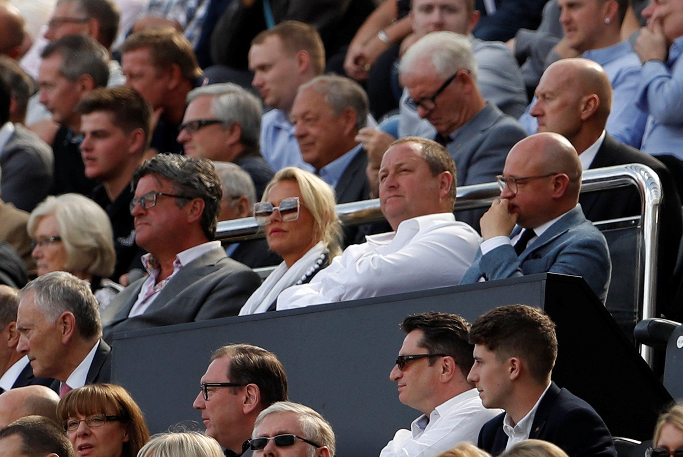 Football Soccer - Premier League - Newcastle United vs Tottenham Hotspur - Newcastle, Britain - August 13, 2017   Newcastle United owner Mike Ashley (C) looks on from the stands   Action Images via Reuters/Lee Smith  EDITORIAL USE ONLY. No use with unauthorized audio, video, data, fixture lists, club/league logos or 