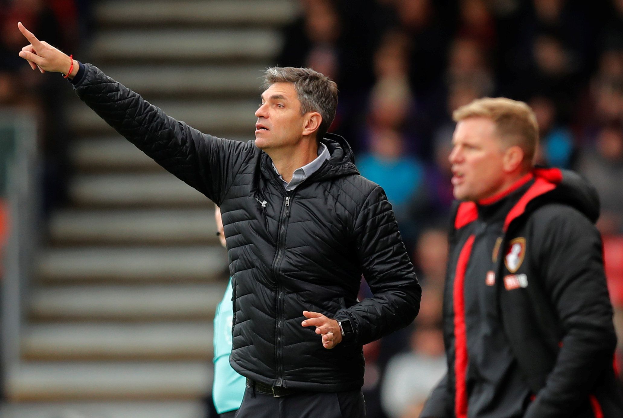 Soccer Football - Premier League - AFC Bournemouth vs Southampton - Vitality Stadium, Bournemouth, Britain - December 3, 2017   Southampton manager Mauricio Pellegrino and Bournemouth manager Eddie Howe    REUTERS/Eddie Keogh    EDITORIAL USE ONLY. No use with unauthorized audio, video, data, fixture lists, club/league logos or 