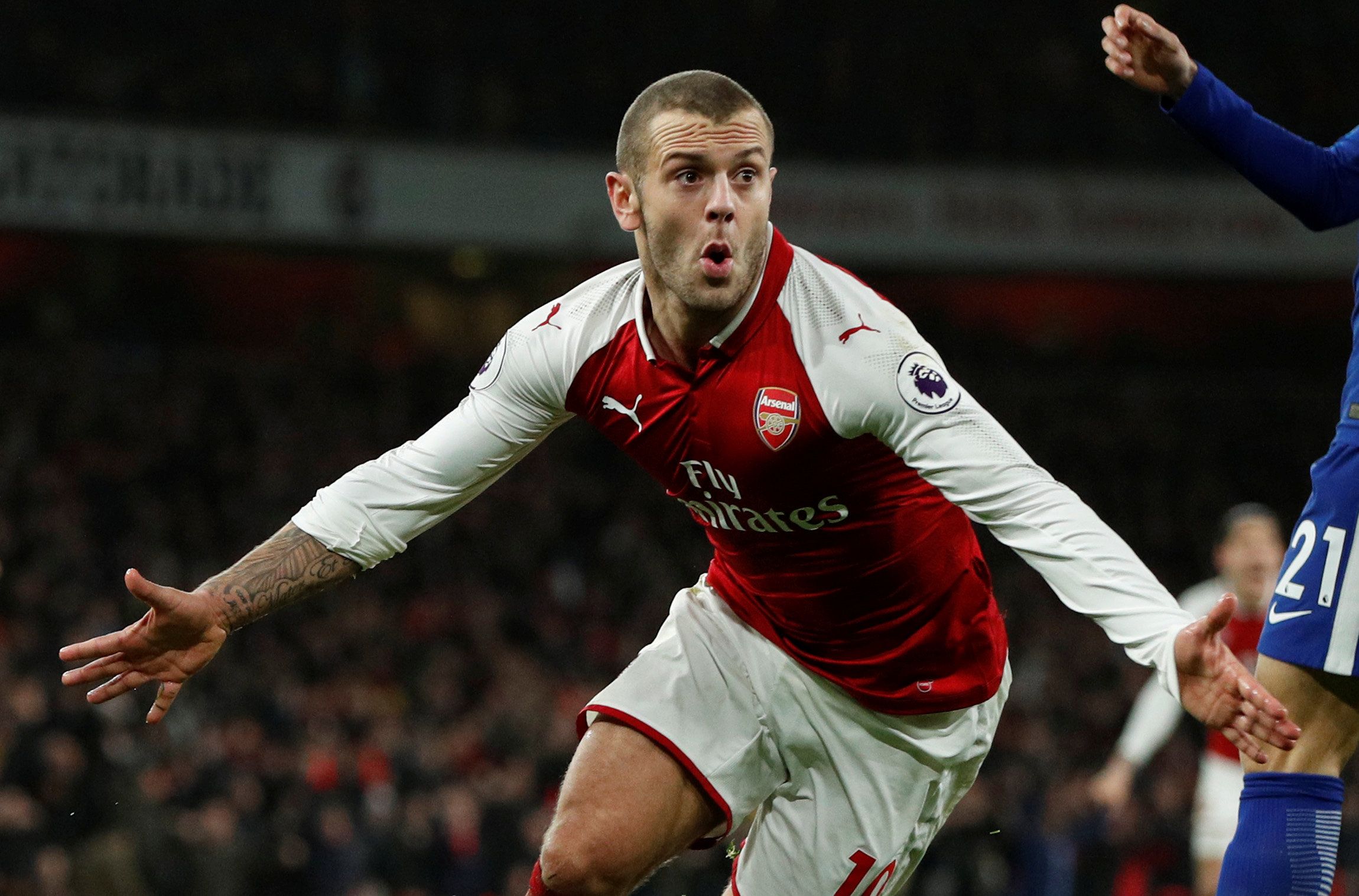 Soccer Football - Premier League - Arsenal vs Chelsea - Emirates Stadium, London, Britain - January 3, 2018   Arsenal's Jack Wilshere celebrates scoring their first goal    Action Images via Reuters/John Sibley    EDITORIAL USE ONLY. No use with unauthorized audio, video, data, fixture lists, club/league logos or 