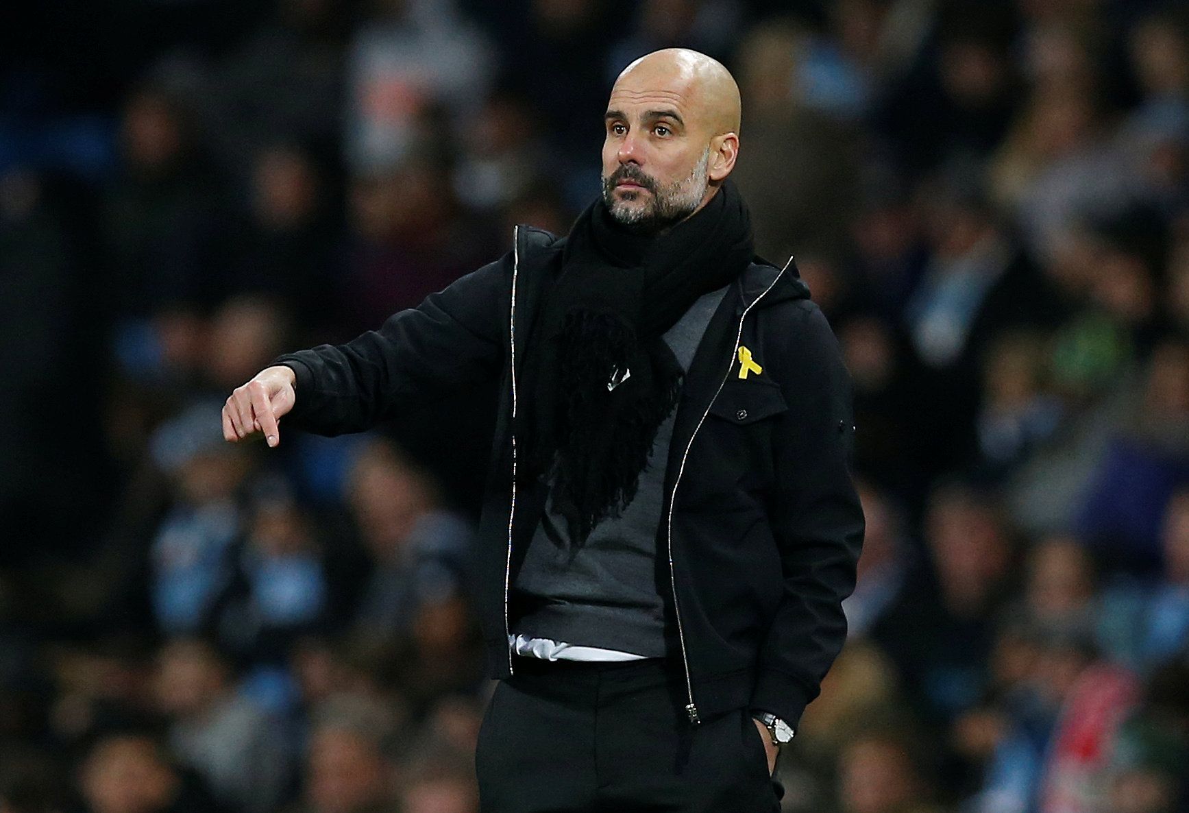 Soccer Football - Carabao Cup Semi Final First Leg - Manchester City vs Bristol City - Etihad Stadium, Manchester, Britain - January 9, 2018   Manchester City manager Pep Guardiola   REUTERS/Andrew Yates    EDITORIAL USE ONLY. No use with unauthorized audio, video, data, fixture lists, club/league logos or 