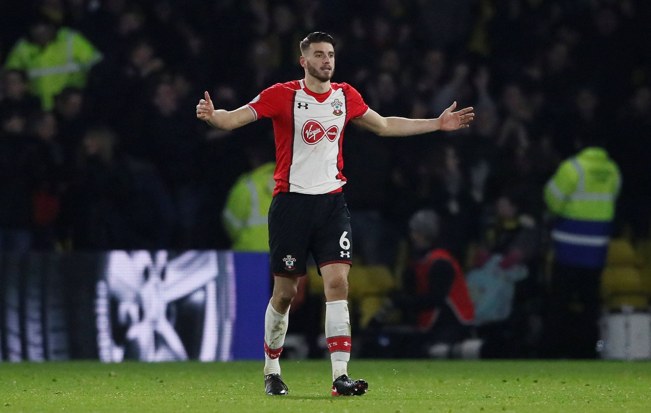 Soccer Football - Premier League - Watford vs Southampton - Vicarage Road, Watford, Britain - January 13, 2018   Southampton's Wesley Hoedt reacts   REUTERS/David Klein    EDITORIAL USE ONLY. No use with unauthorized audio, video, data, fixture lists, club/league logos or 