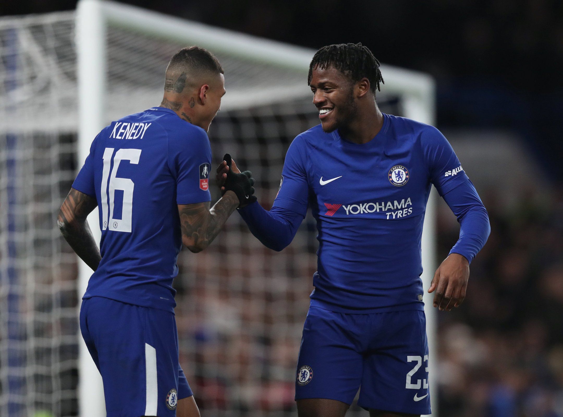 Kenedy and Batshuayi celebrate for Chelsea
