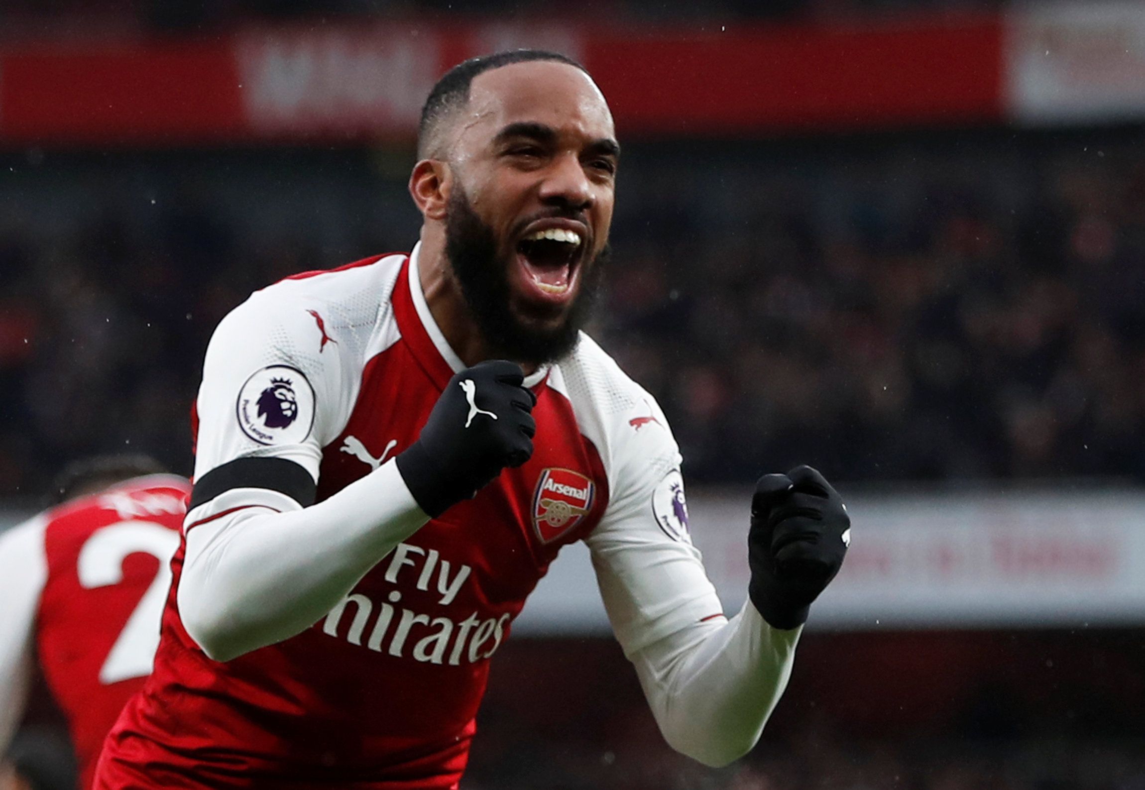 Soccer Football - Premier League - Arsenal vs Crystal Palace - Emirates Stadium, London, Britain - January 20, 2018   Arsenal's Alexandre Lacazette celebrates scoring their fourth goal             Action Images via Reuters/Paul Childs    EDITORIAL USE ONLY. No use with unauthorized audio, video, data, fixture lists, club/league logos or "live" services. Online in-match use limited to 75 images, no video emulation. No use in betting, games or single club/league/player publications.  Please contac