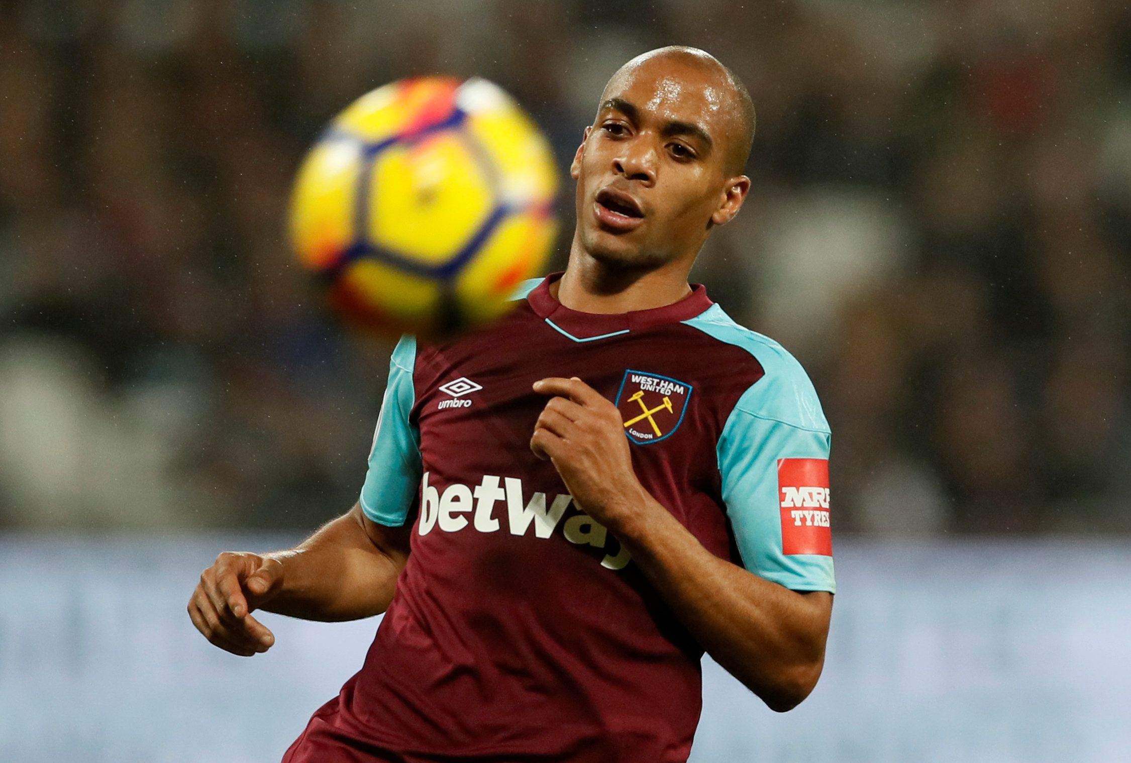Soccer Football - Premier League - West Ham United vs Crystal Palace - London Stadium, London, Britain - January 30, 2018   West Ham United’s Joao Mario in action   REUTERS/David Klein    EDITORIAL USE ONLY. No use with unauthorized audio, video, data, fixture lists, club/league logos or 