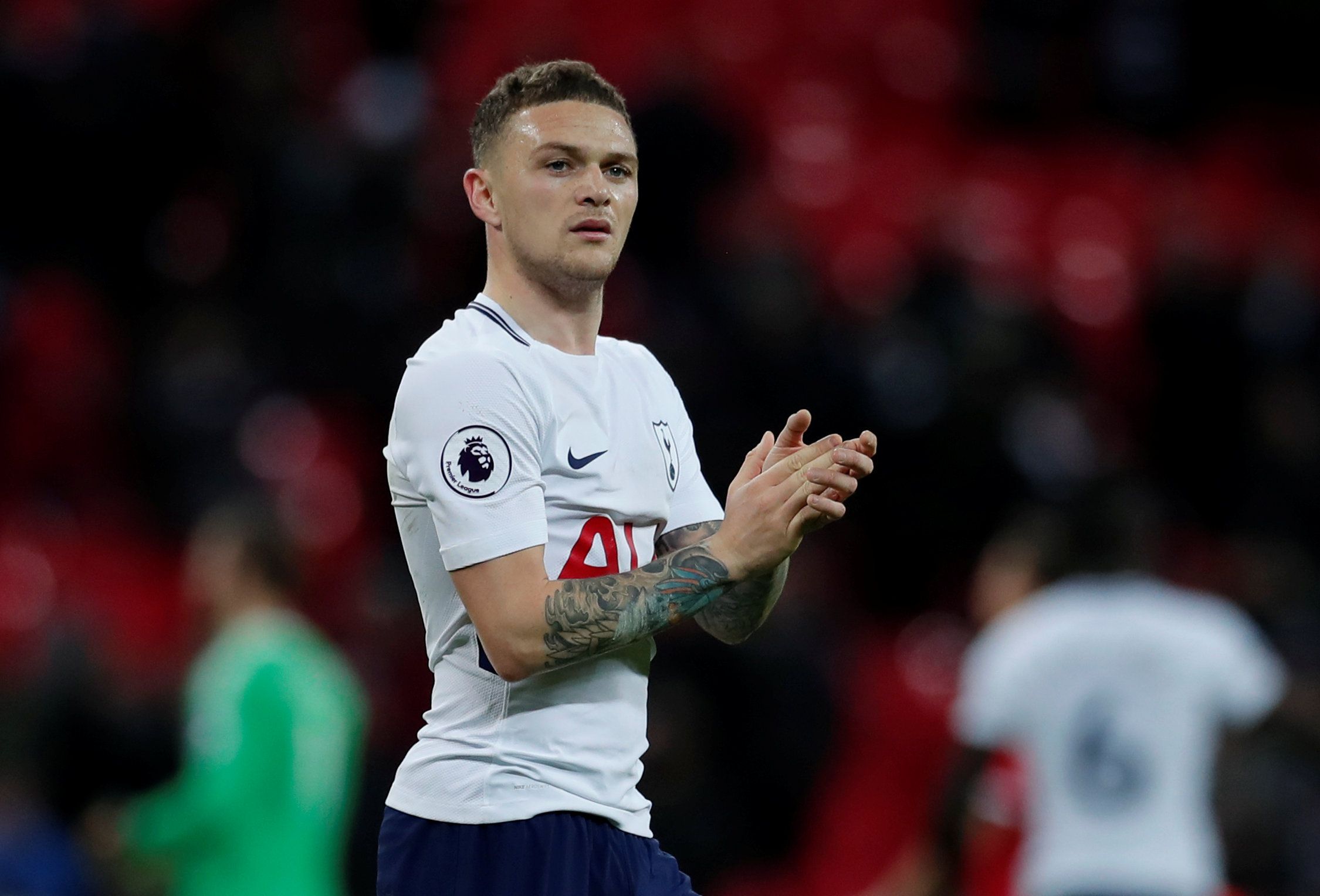 Soccer Football - Premier League - Tottenham Hotspur vs Manchester United - Wembley Stadium, London, Britain - January 31, 2018   Tottenham's Kieran Trippier applauds the fans after the match     Action Images via Reuters/Andrew Couldridge    EDITORIAL USE ONLY. No use with unauthorized audio, video, data, fixture lists, club/league logos or 