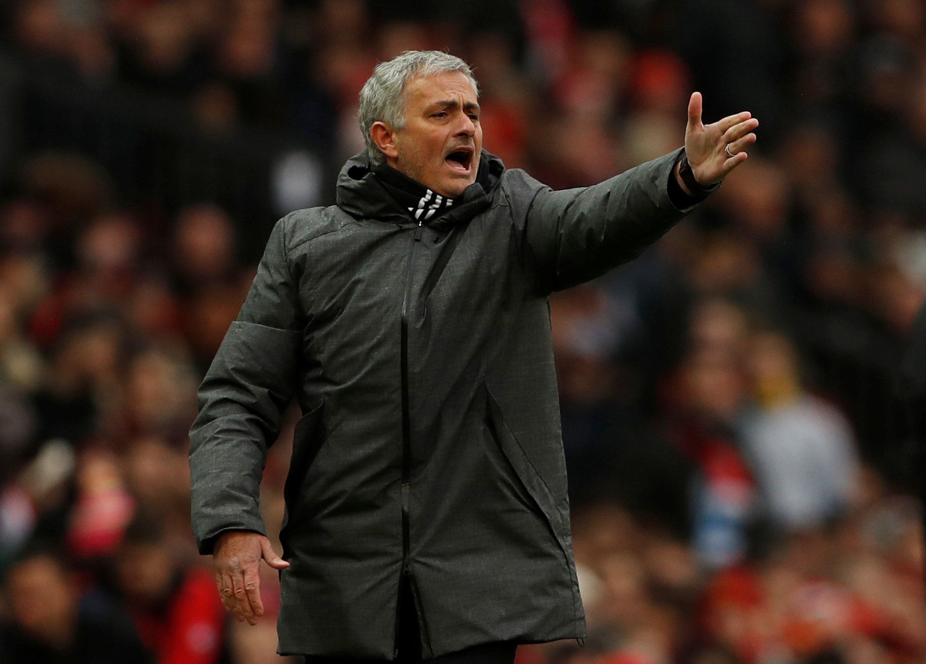 Soccer Football - Premier League - Manchester United vs Huddersfield Town - Old Trafford, Manchester, Britain - February 3, 2018   Manchester United manager Jose Mourinho reacts   Action Images via Reuters/Lee Smith    EDITORIAL USE ONLY. No use with unauthorized audio, video, data, fixture lists, club/league logos or 