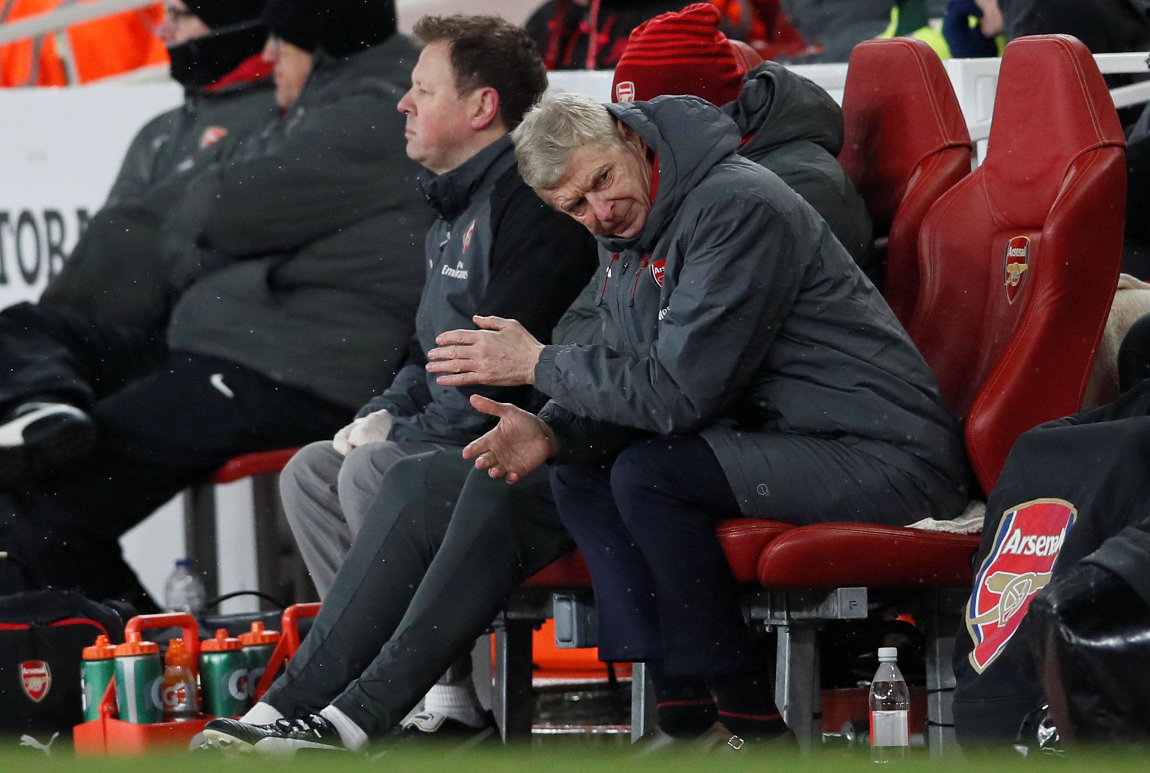 Soccer Football - Premier League - Arsenal vs Manchester City - Emirates Stadium, London, Britain - March 1, 2018   Arsenal manager Arsene Wenger looks dejected                                        REUTERS/David Klein    EDITORIAL USE ONLY. No use with unauthorized audio, video, data, fixture lists, club/league logos or 