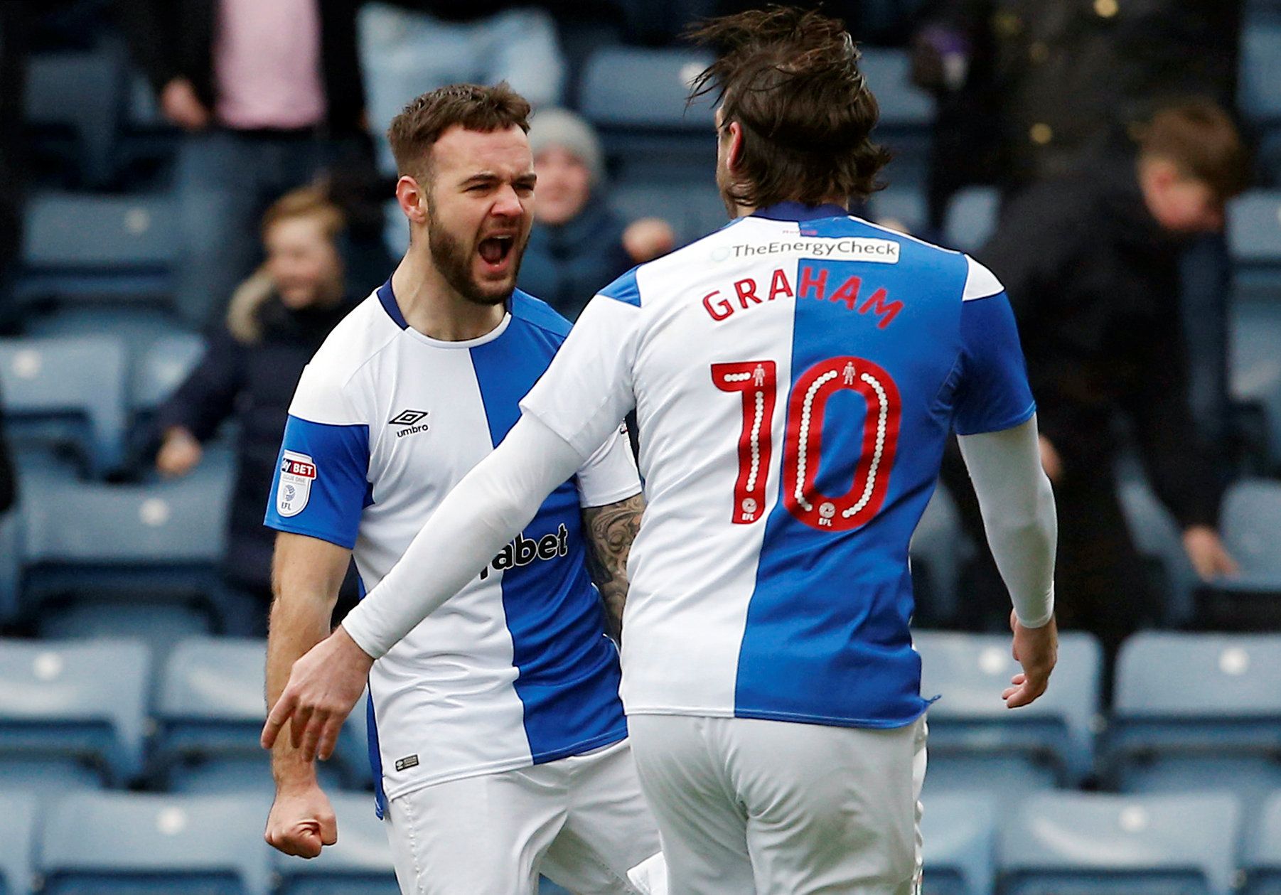 Soccer Football - League One - Blackburn Rovers vs Wigan Athletic - Ewood Park, Blackburn, Britain - March 4, 2018   Blackburn Rovers' Adam Armstrong celebrates after he scored his sides first goal   Action Images/Craig Brough    EDITORIAL USE ONLY. No use with unauthorized audio, video, data, fixture lists, club/league logos or 