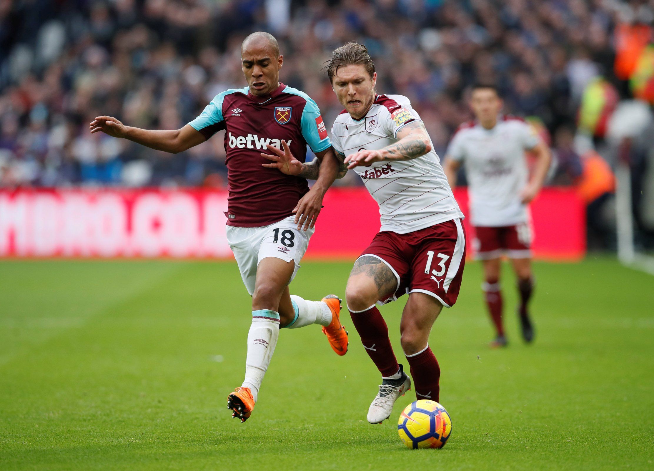 West Ham United's Joao Mario playing against Burnley