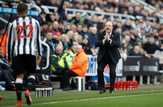 Soccer Football - Premier League - Newcastle United vs Manchester United - St James' Park, Newcastle, Britain - February 11, 2018   Newcastle United manager Rafael Benitez reacts   Action Images via Reuters/Carl Recine    EDITORIAL USE ONLY. No use with unauthorized audio, video, data, fixture lists, club/league logos or 