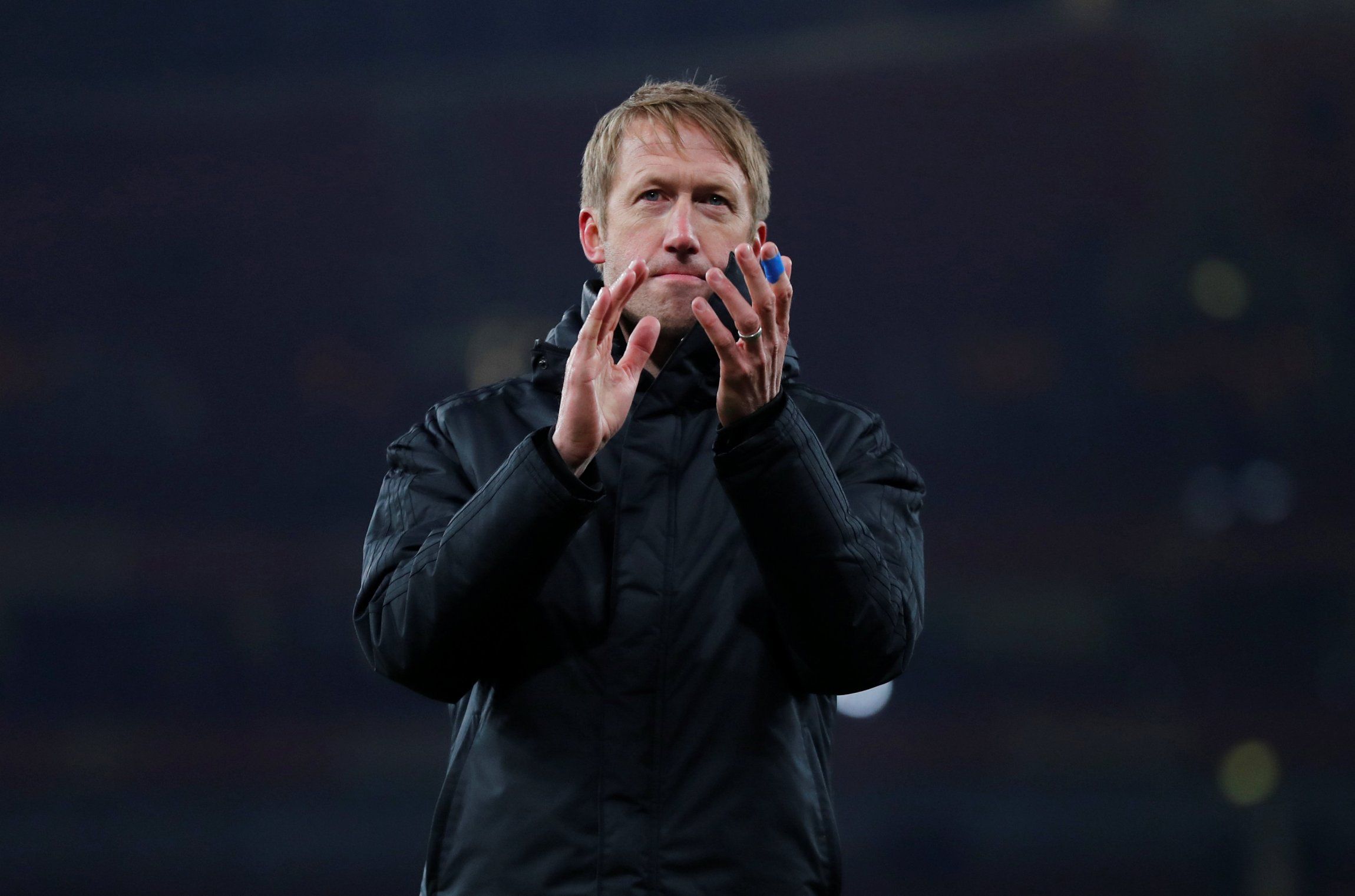 Graham Potter applauds the fans at the Emirates Stadium