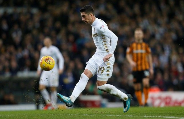 Soccer Football - Championship - Leeds United vs Hull City - Elland Road, Leeds, Britain - December 23, 2017  Leeds United's Pablo Hernandez scores their first goal  Action Images/Ed Sykes  EDITORIAL USE ONLY. No use with unauthorized audio, video, data, fixture lists, club/league logos or 
