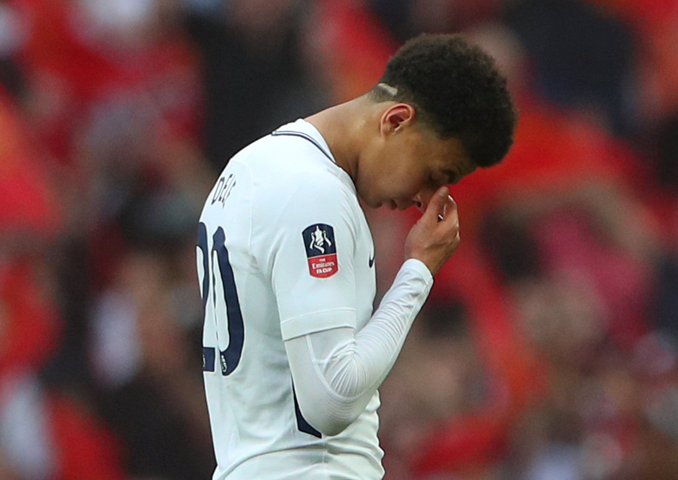 Dele Alli looks dejected following Tottenham Hotspur's FA Cup semi-final defeat to Manchester United