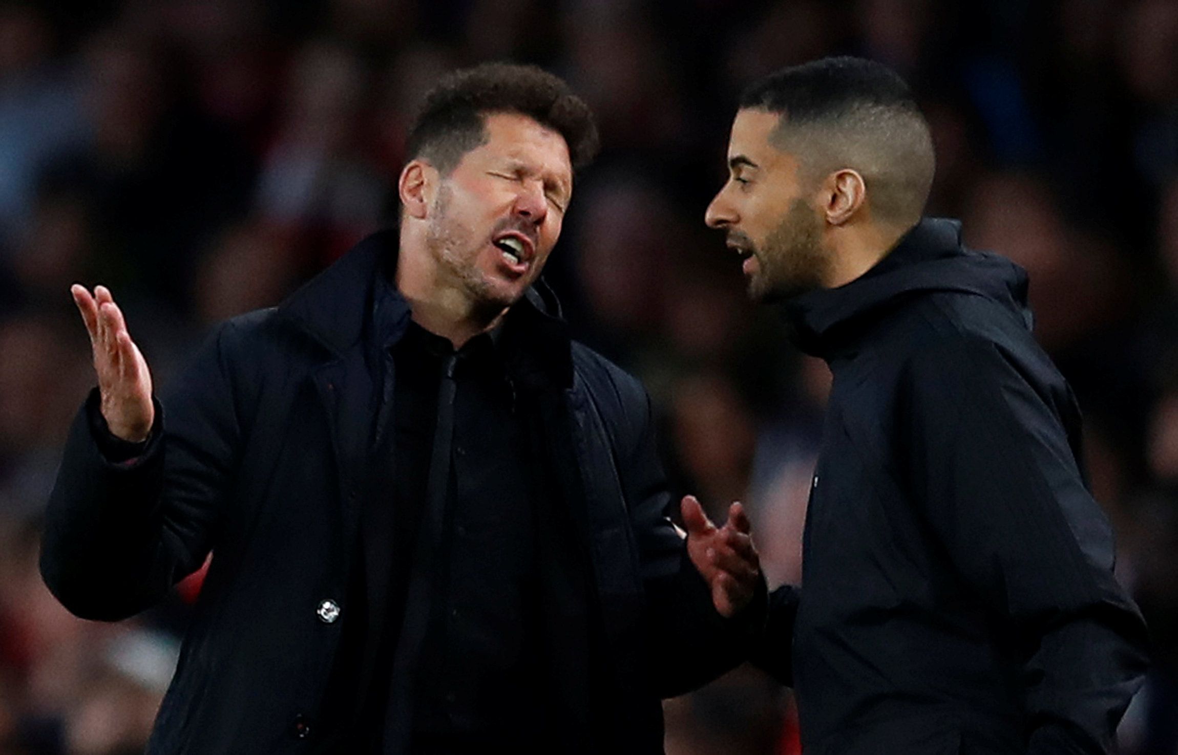 Soccer Football - Europa League Semi Final First Leg - Arsenal vs Atletico Madrid - Emirates Stadium, London, Britain - April 26, 2018   Atletico Madrid coach Diego Simeone reacts after being sent to the stands   REUTERS/Eddie Keogh