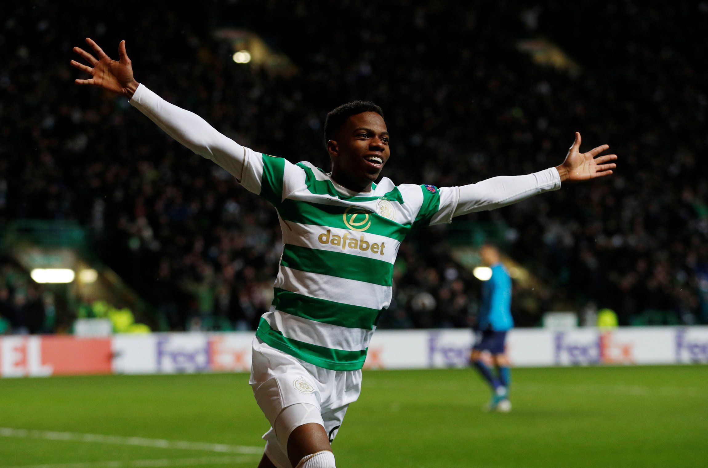 Charly Musonda celebrates a Celtic goal