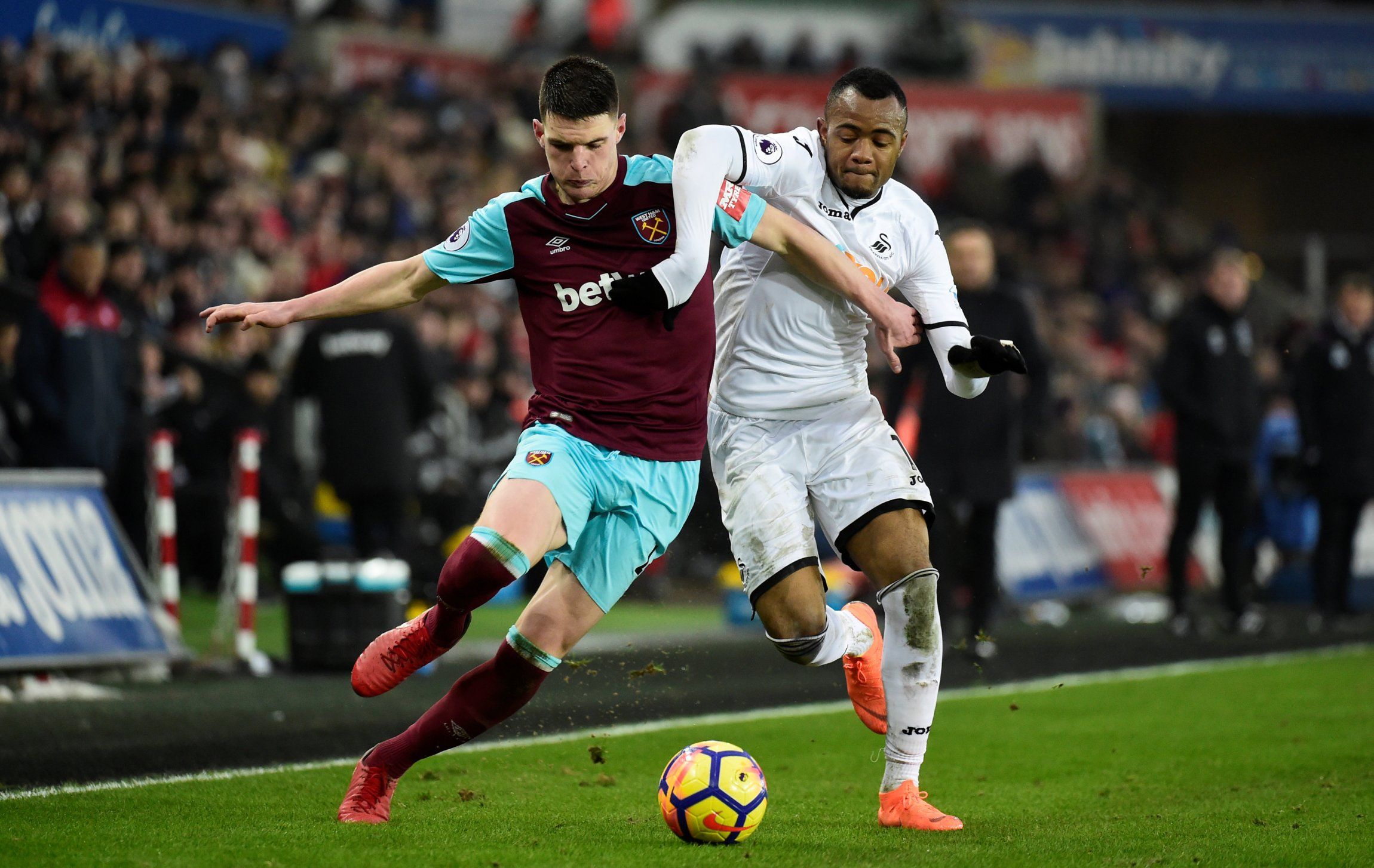 Declan Rice in action for West Ham United