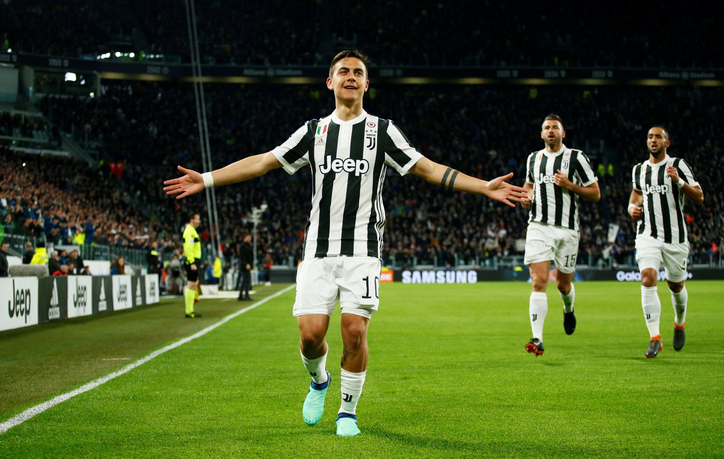 Paulo Dybala celebrates scoring for Juventus