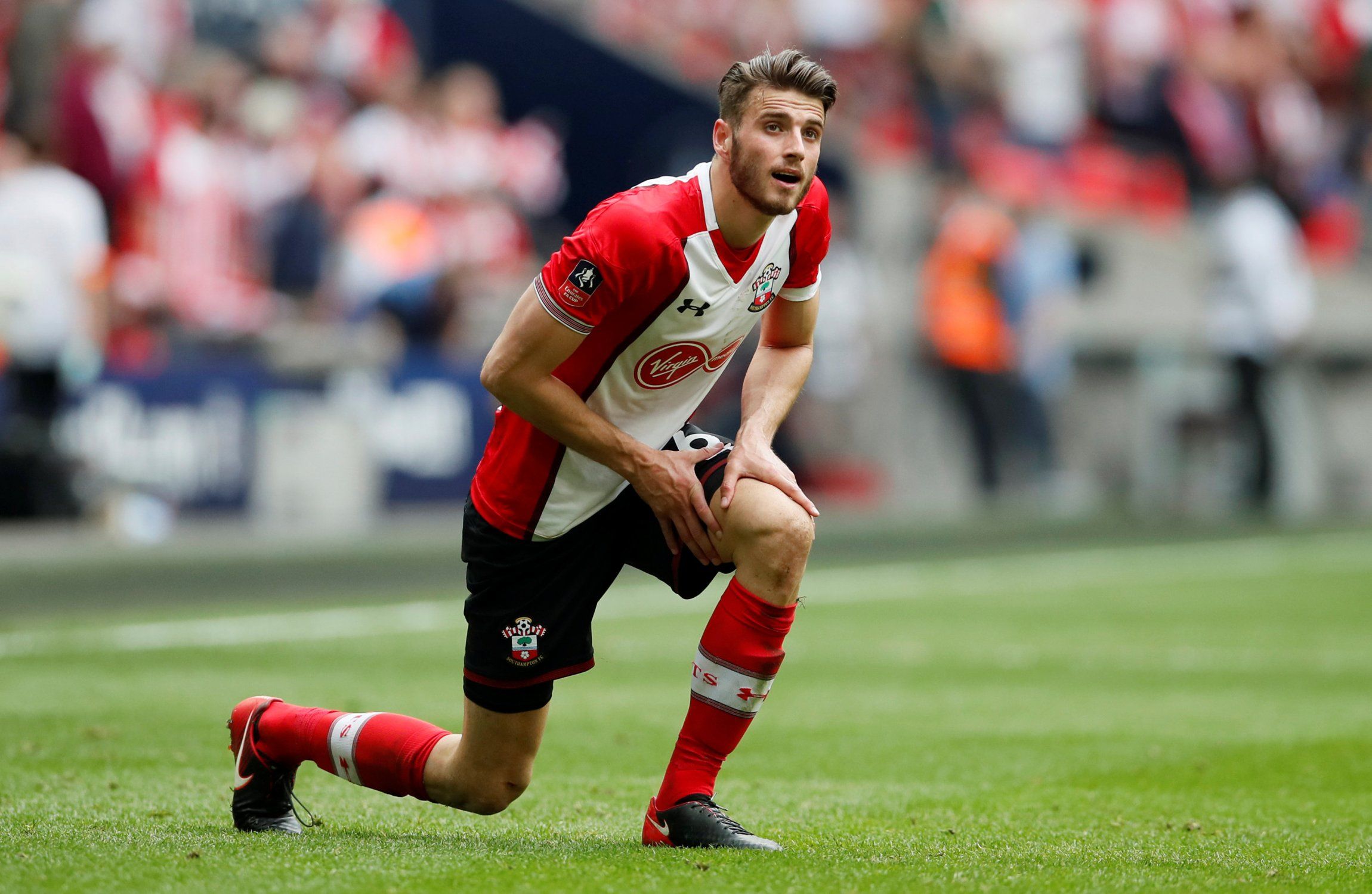 Wesley Hoedt looks on during FA Cup semi-final tie