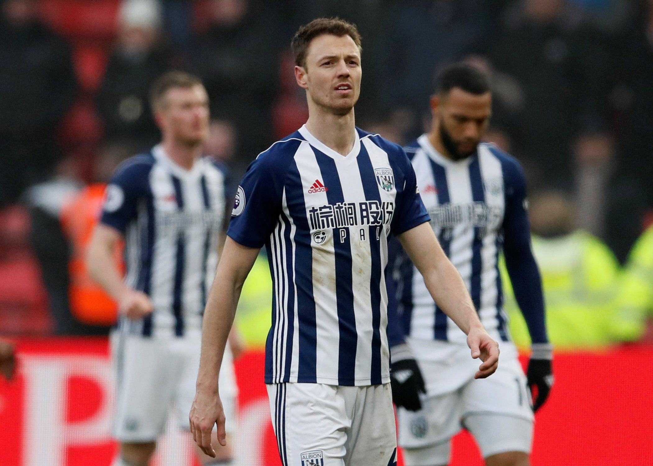 Soccer Football - Premier League - Watford vs West Bromwich Albion - Vicarage Road, Watford, Britain - March 3, 2018   West Bromwich Albion's Jonny Evans looks dejected after the match                    REUTERS/David Klein    EDITORIAL USE ONLY. No use with unauthorized audio, video, data, fixture lists, club/league logos or "live" services. Online in-match use limited to 75 images, no video emulation. No use in betting, games or single club/league/player publications.  Please contact your acco