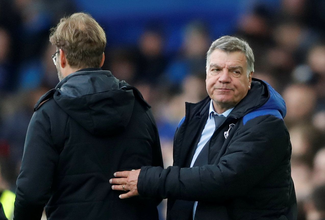 Soccer Football - Premier League - Everton vs Liverpool - Goodison Park, Liverpool, Britain - April 7, 2018   Everton manager Sam Allardyce and Liverpool manager Juergen Klopp after the match   Action Images via Reuters/Carl Recine    EDITORIAL USE ONLY. No use with unauthorized audio, video, data, fixture lists, club/league logos or 