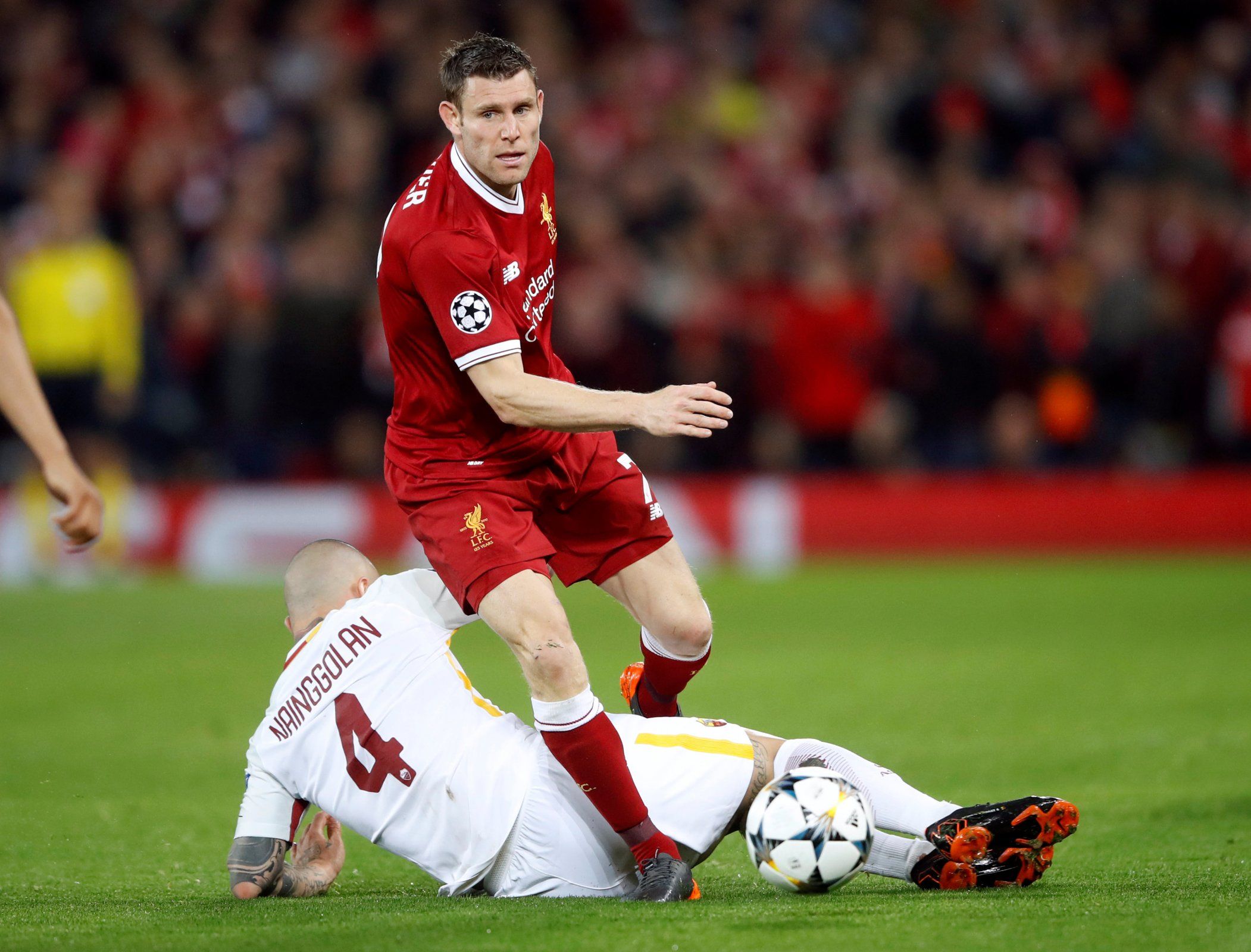 James Milner of Liverpool against Roma at Anfield