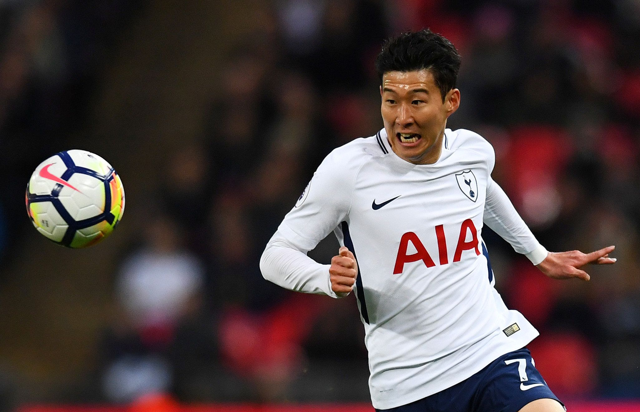 Soccer Football - Premier League - Tottenham Hotspur v Watford - Wembley Stadium, London, Britain - April 30, 2018   Tottenham's Son Heung-min in action   REUTERS/Dylan Martinez    EDITORIAL USE ONLY. No use with unauthorized audio, video, data, fixture lists, club/league logos or 