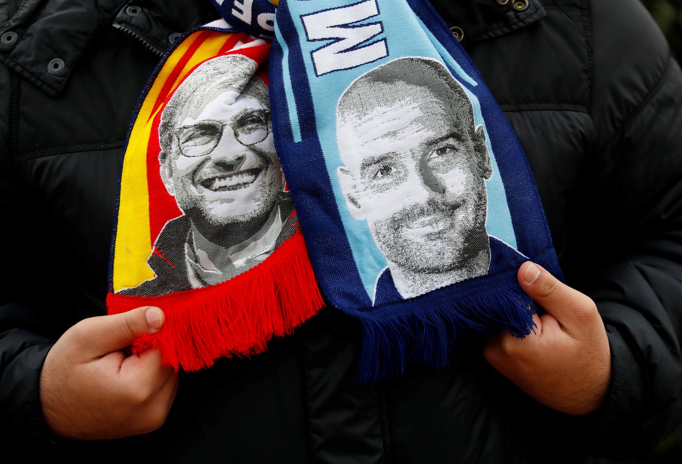 Jurgen Klopp and Pep Guardiola scarves