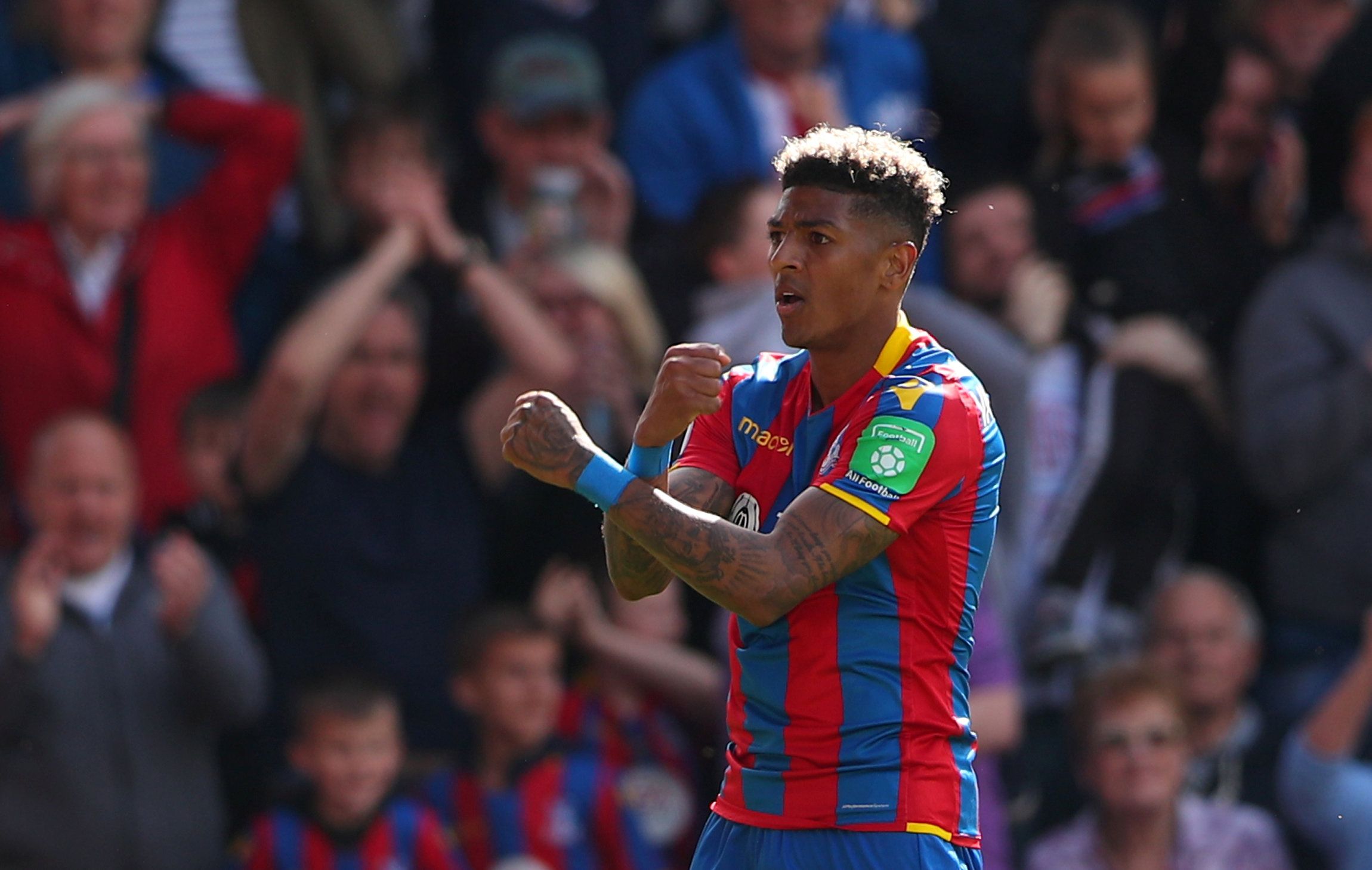 Soccer Football - Premier League - Crystal Palace vs West Bromwich Albion - Selhurst Park, London, Britain - May 13, 2018   Crystal Palace's Patrick van Aanholt celebrates scoring their second goal   REUTERS/Hannah McKay    EDITORIAL USE ONLY. No use with unauthorized audio, video, data, fixture lists, club/league logos or 