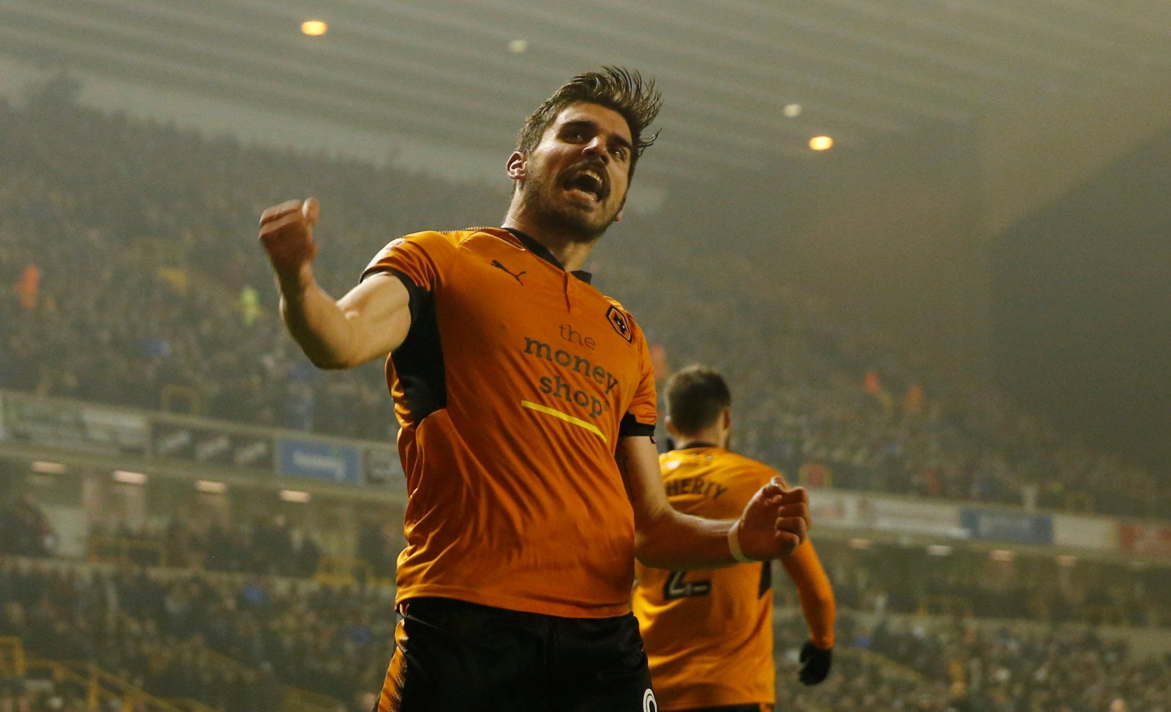 Ruben Neves celebrates scoring for Wolverhampton Wanderers