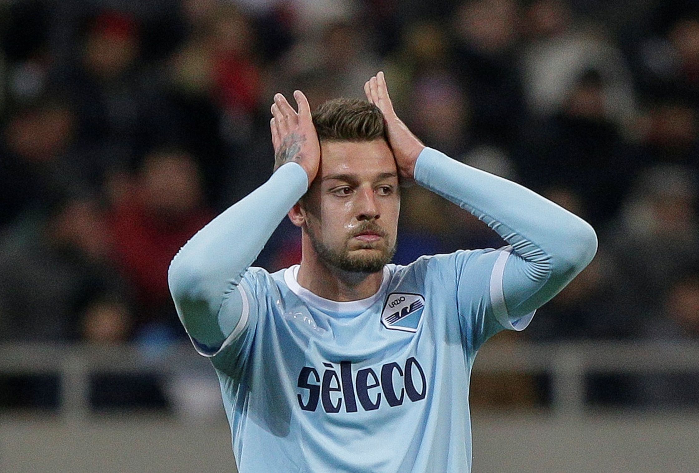 Soccer Football - Europa League Round of 32 First Leg - Steaua Bucharest vs Lazio - National Arena, Bucharest, Romania - February 15, 2018  Lazio’s Sergej Milinkovic-Savic looks dejected   Inquam Photos/Octav Ganea via REUTERS  ROMANIA OUT. NO COMMERCIAL OR EDITORIAL SALES IN ROMANIA THIS IMAGE HAS BEEN SUPPLIED BY A THIRD PARTY. IT IS DISTRIBUTED, EXACTLY AS RECEIVED BY REUTERS, AS A SERVICE TO CLIENTS