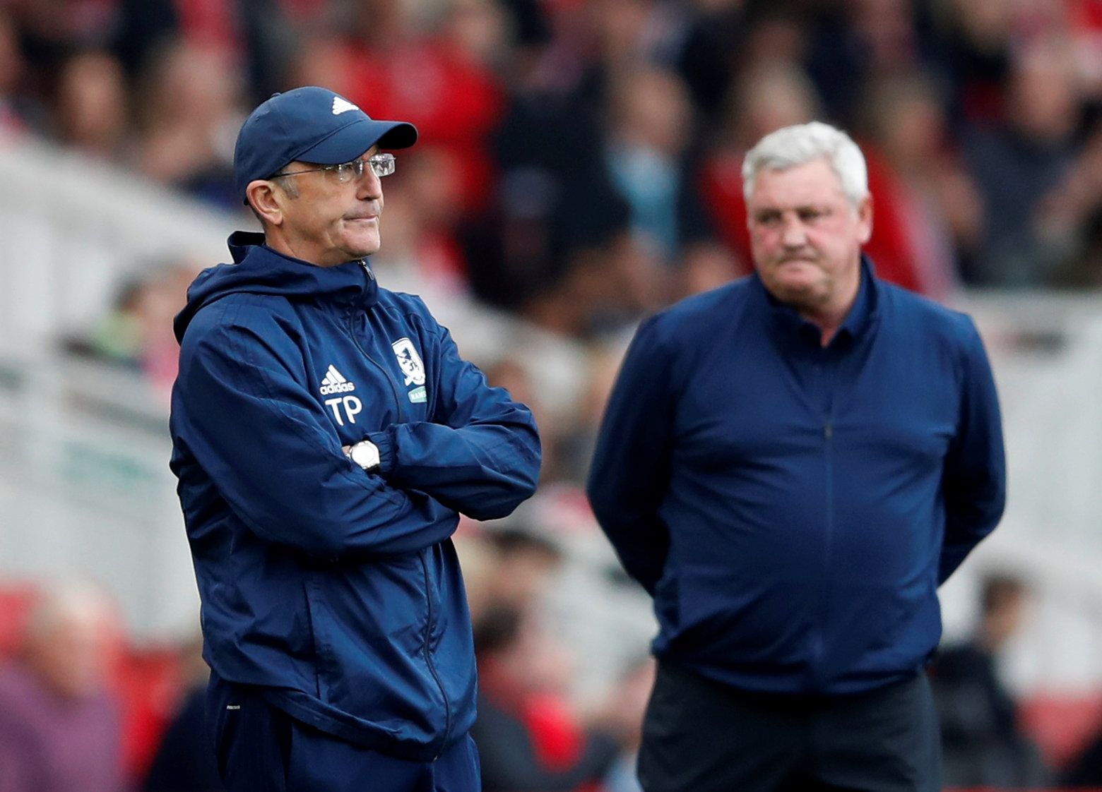 Tony Pulis and Steve Bruce on the touchline
