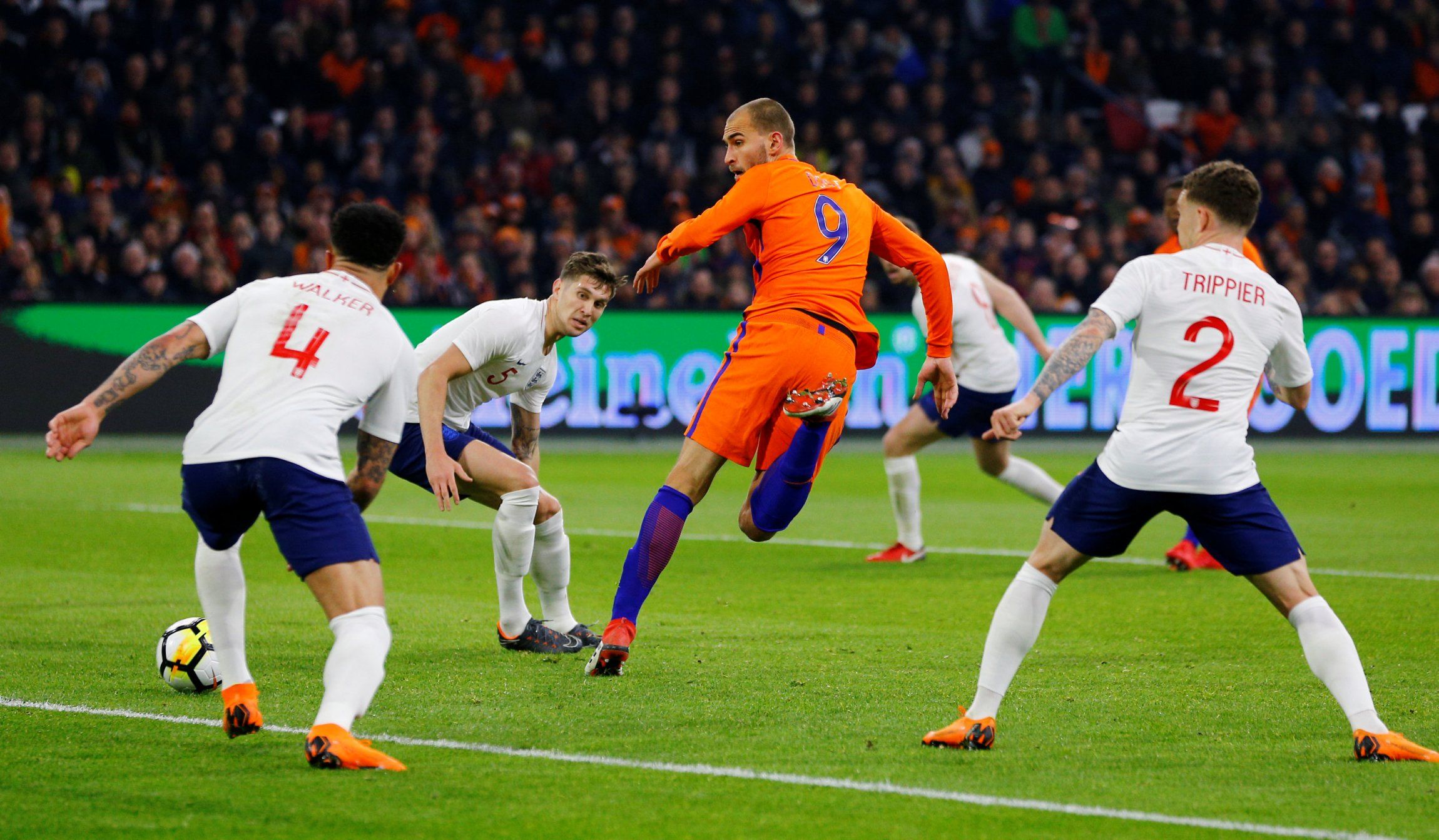Bas Dost in action against England