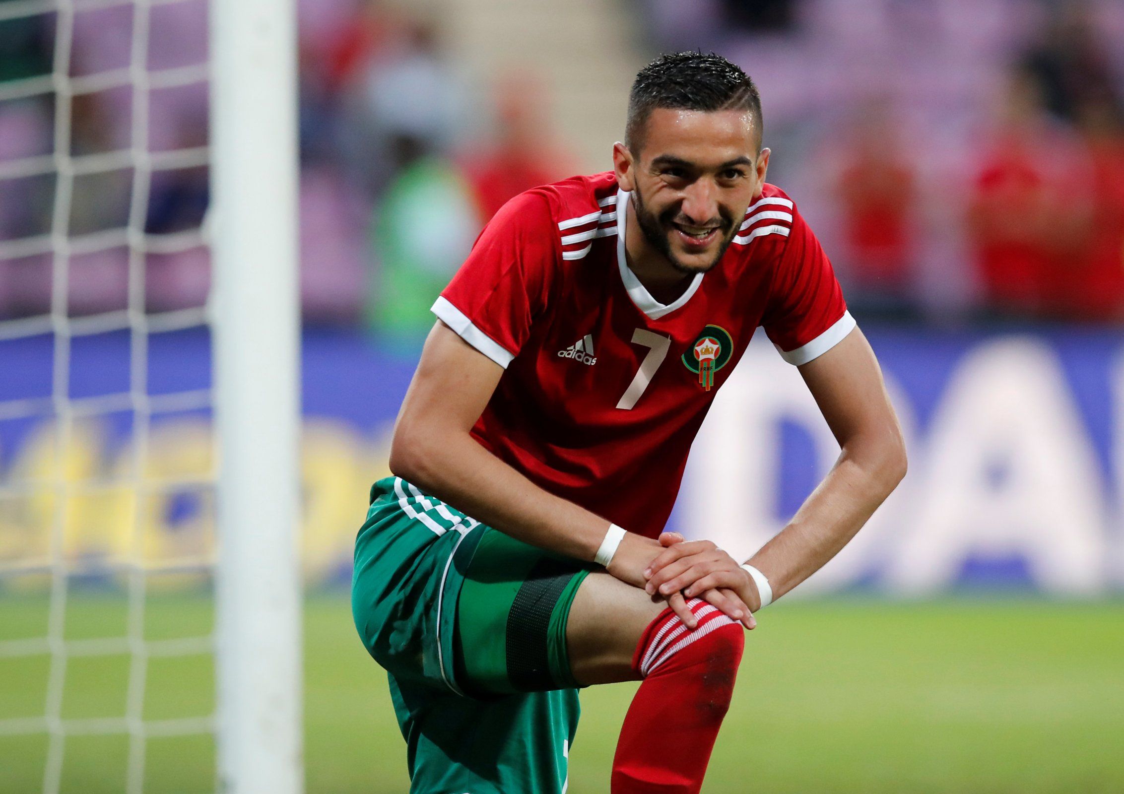 Hakim Ziyech reacts for Morocco