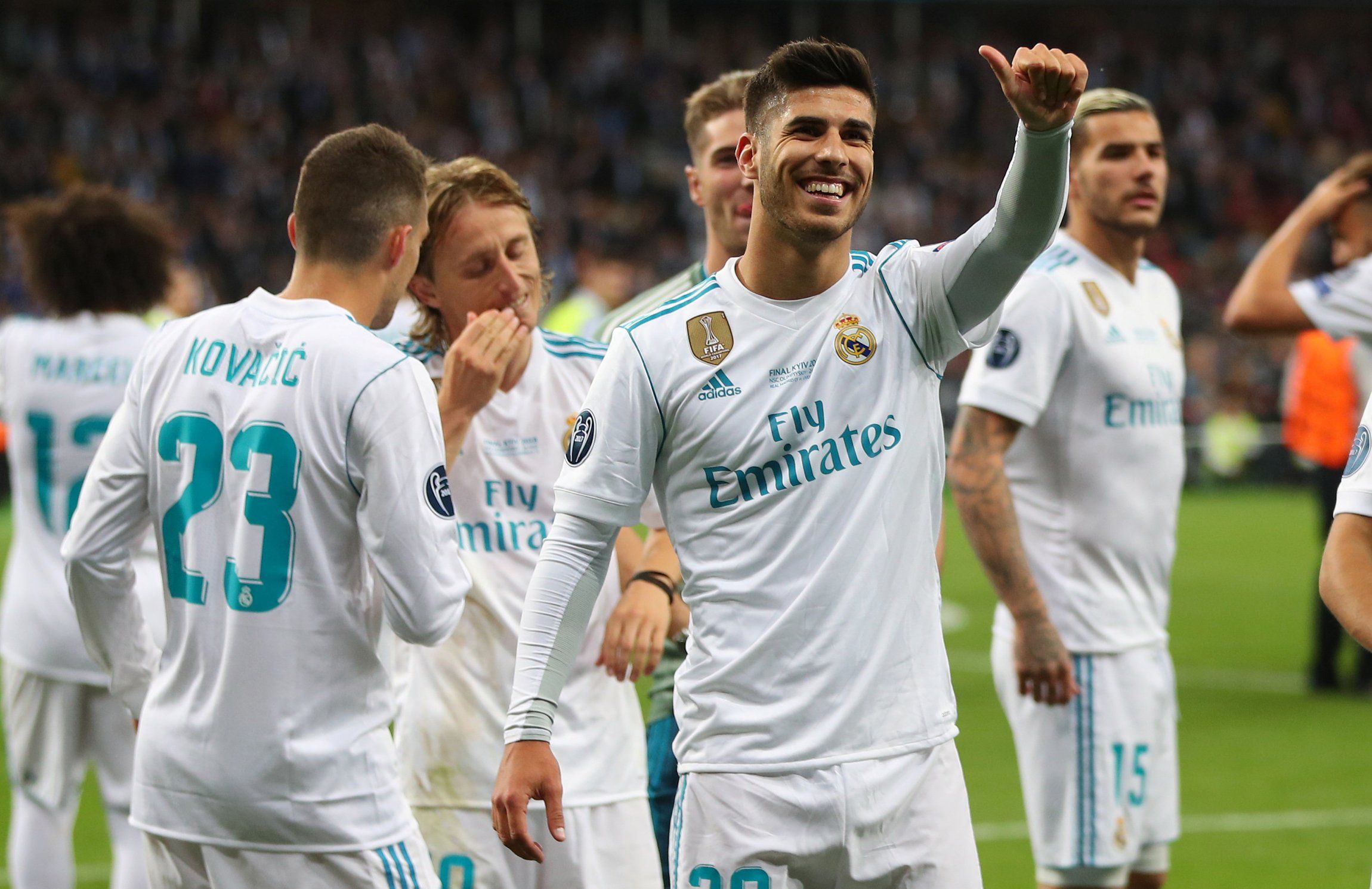 Marco Asensio celebrates a Real Madrid win