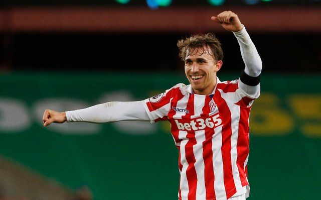 Britain Football Soccer - Stoke City v Burnley - Premier League - bet365 Stadium - 3/12/16 Stoke City's Marc Muniesa celebrates after the game  Action Images via Reuters / Craig Brough Livepic EDITORIAL USE ONLY. No use with unauthorized audio, video, data, fixture lists, club/league logos or 