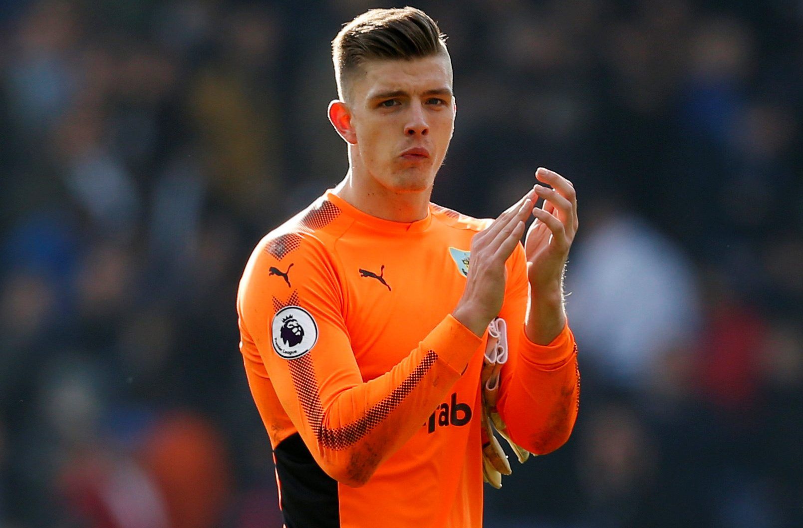 Soccer Football - Premier League - Burnley vs Leicester City - Turf Moor, Burnley, Britain - April 14, 2018   Burnley's Nick Pope applauds the fans after the match   Action Images via Reuters/Ed Sykes    EDITORIAL USE ONLY. No use with unauthorized audio, video, data, fixture lists, club/league logos or 