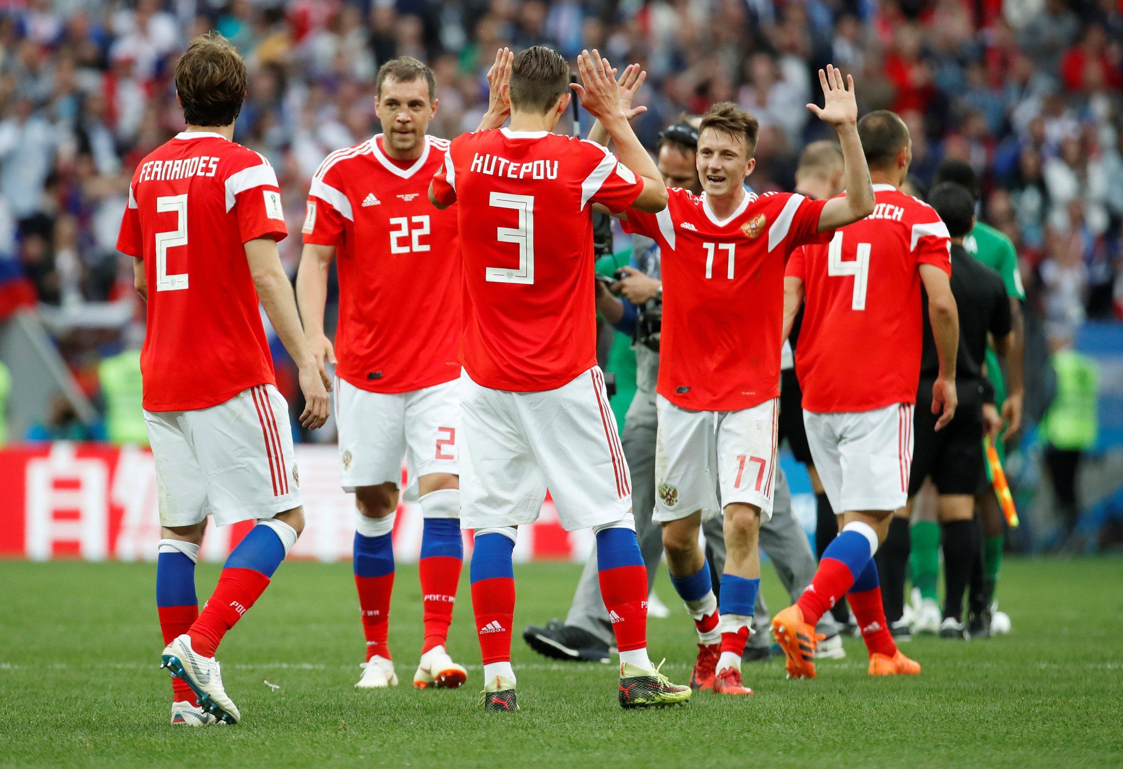 Russia players at 2018 World Cup