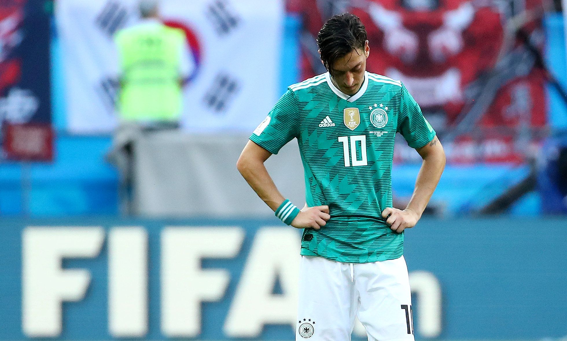 Soccer Football - World Cup - Group F - South Korea vs Germany - Kazan Arena, Kazan, Russia - June 27, 2018   Germany's Mesut Ozil looks dejected after the match    REUTERS/Michael Dalder     TPX IMAGES OF THE DAY