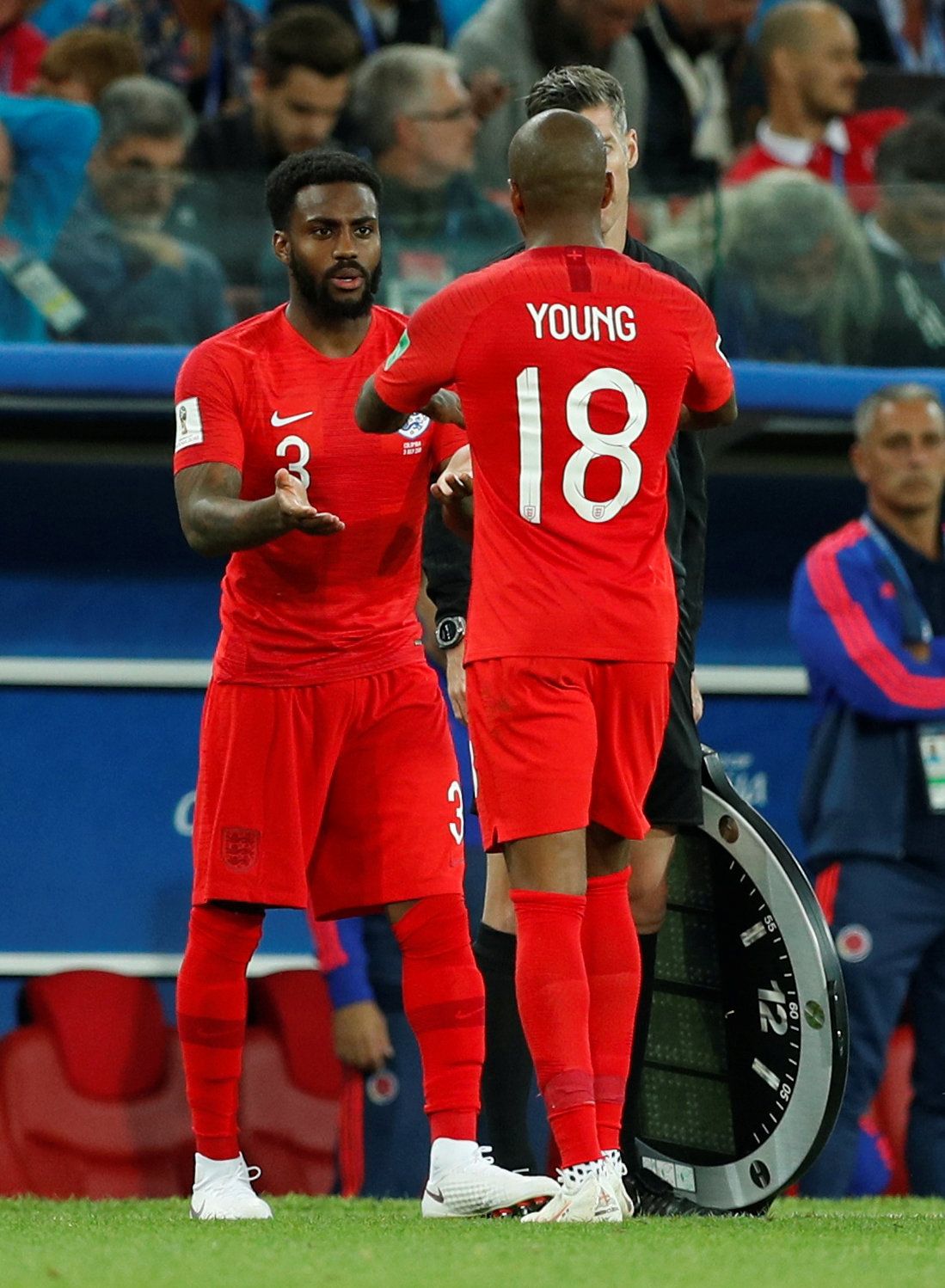 Soccer Football - World Cup - Round of 16 - Colombia vs England - Spartak Stadium, Moscow, Russia - July 3, 2018  England's Danny Rose comes on as a substitute to replace Ashley Young   REUTERS/John Sibley
