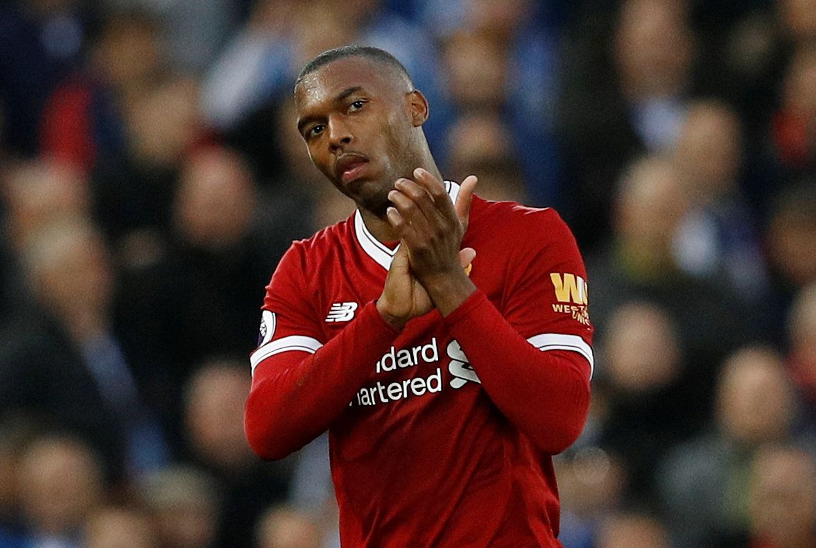 Soccer Football - Premier League - Liverpool vs Huddersfield Town - Anfield, Liverpool, Britain - October 28, 2017   Liverpool's Daniel Sturridge applauds the fans as he is substituted off   REUTERS/Phil Noble    EDITORIAL USE ONLY. No use with unauthorized audio, video, data, fixture lists, club/league logos or 