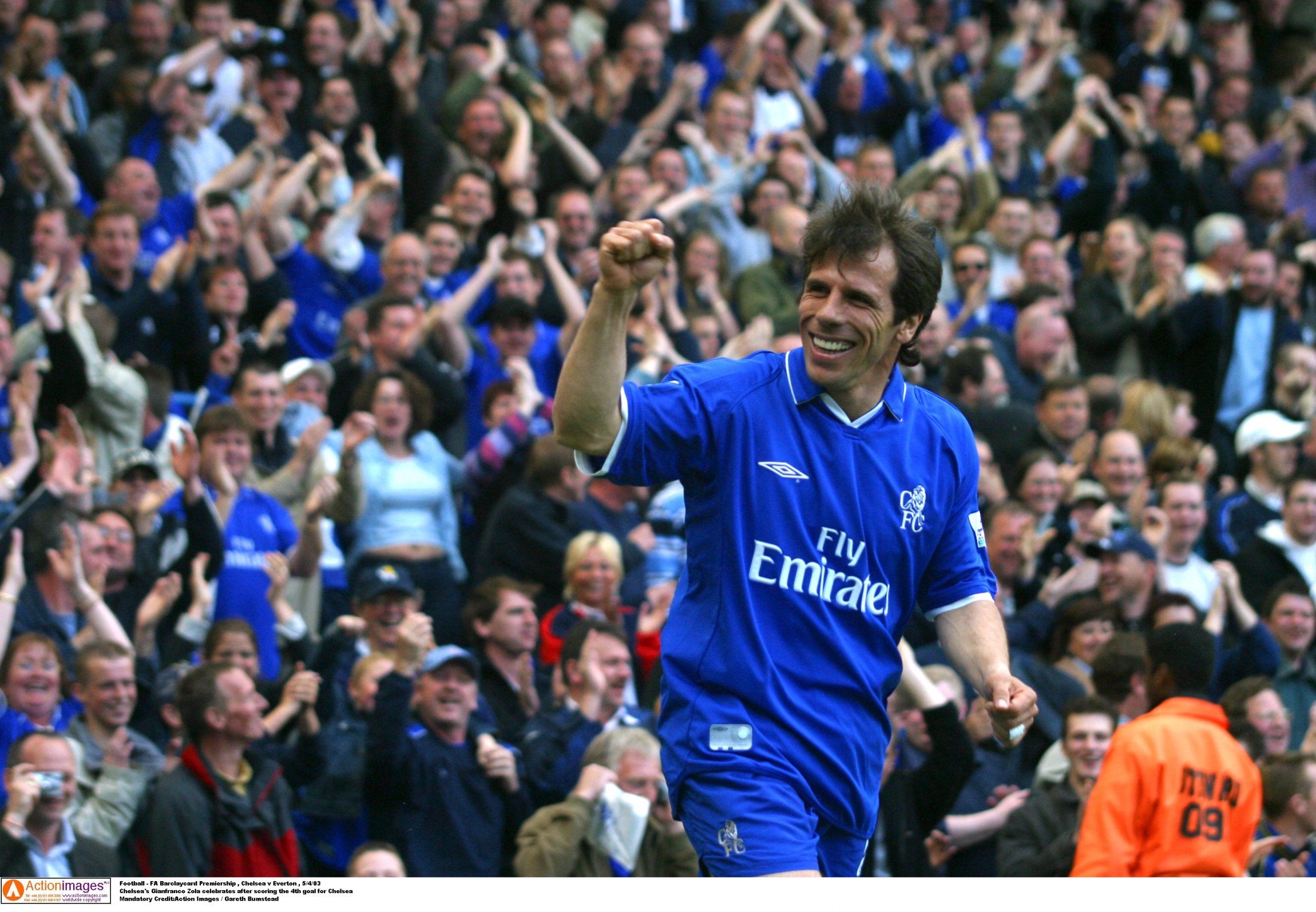 Gianfranco Zola celebrates scoring for Chelsea