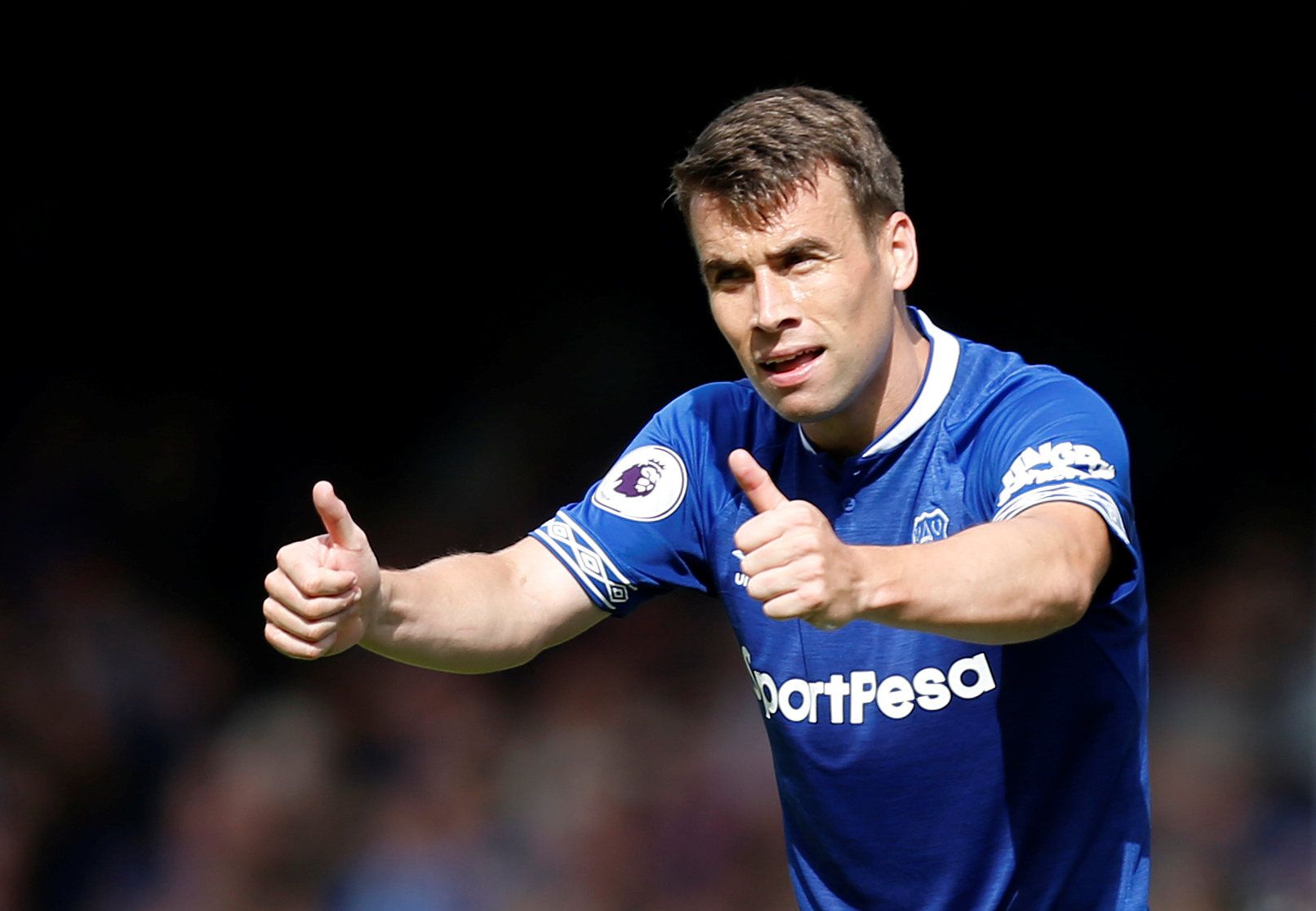 Soccer Football - Pre Season Friendly - Everton v Valencia - Goodison Park, Liverpool, Britain - August 4, 2018   Everton's Seamus Coleman gestures during the match   Action Images via Reuters/Ed Sykes