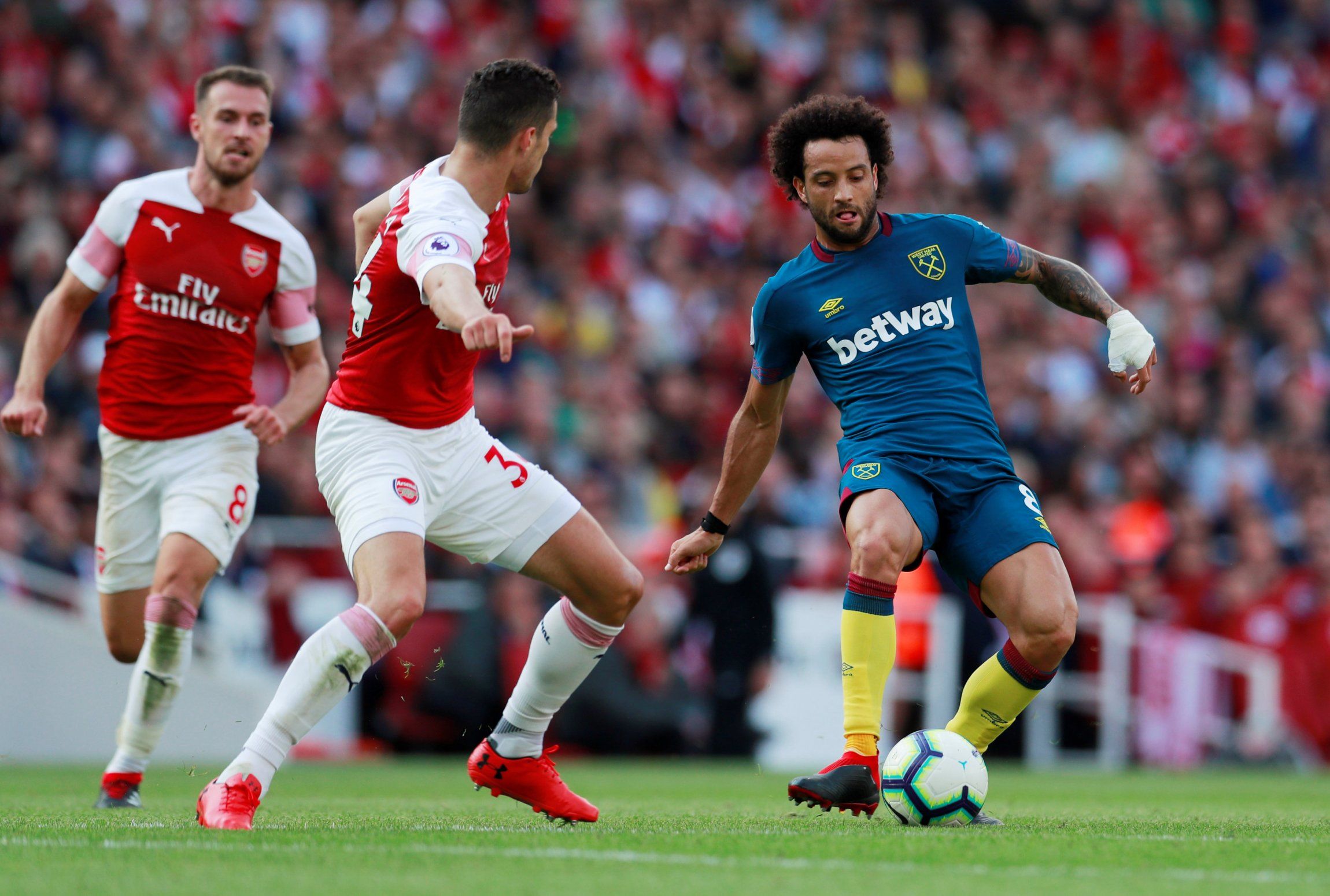 Anderson in action against Arsenal's Xhaka