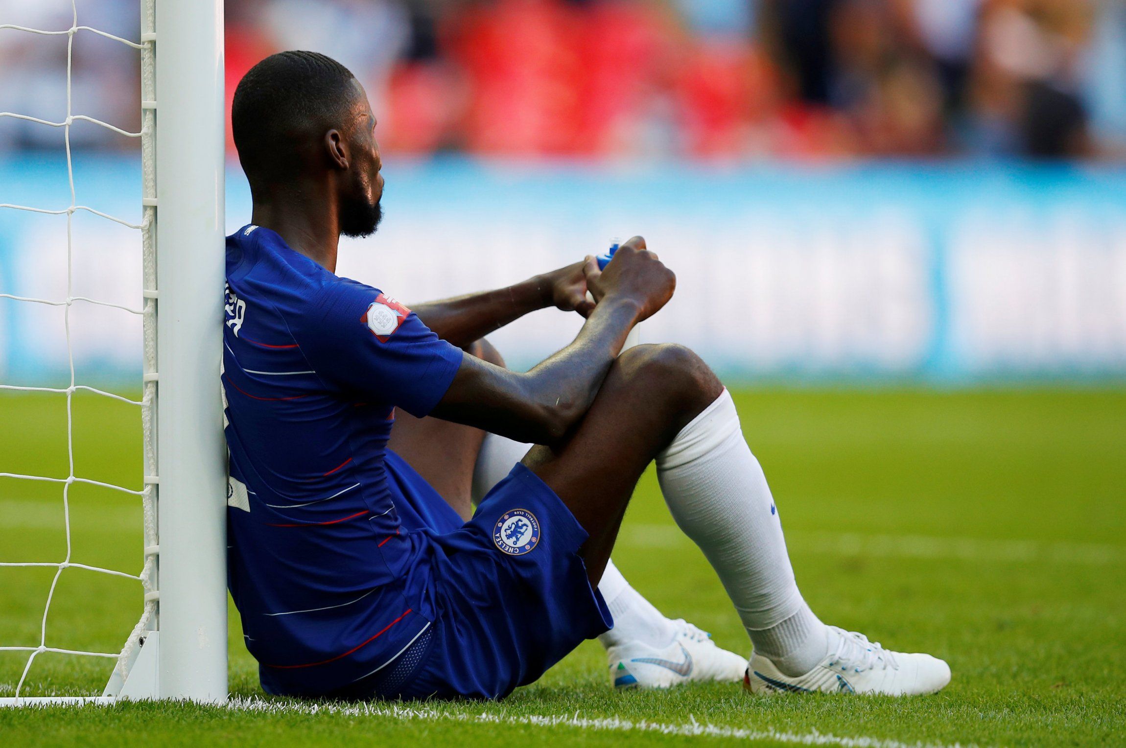 Antonio Rudiger dejected after the Community Shield