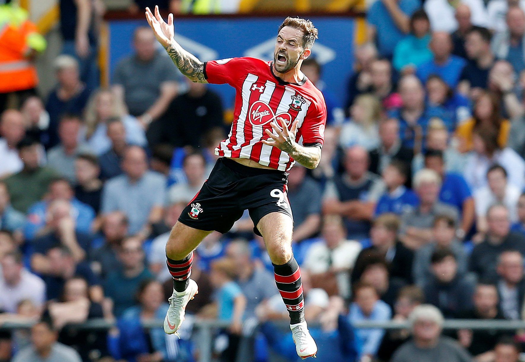 Soccer Football - Premier League - Everton v Southampton - Goodison Park, Liverpool, Britain - August 18, 2018   Southampton's Danny Ings celebrates scoring their first goal    Action Images via Reuters/Ed Sykes    EDITORIAL USE ONLY. No use with unauthorized audio, video, data, fixture lists, club/league logos or 