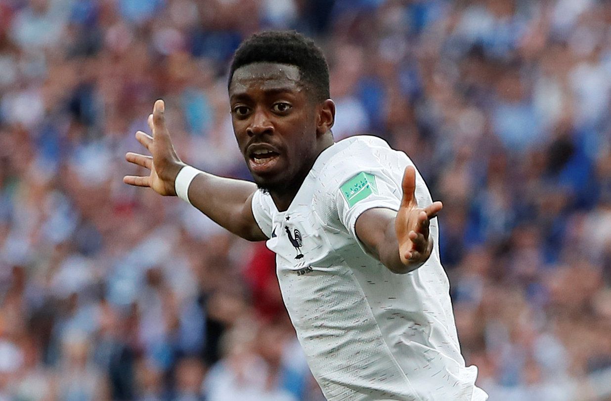 Soccer Football - World Cup - Group C - Denmark vs France - Luzhniki Stadium, Moscow, Russia - June 26, 2018   France's Ousmane Dembele reacts during the match             REUTERS/Maxim Shemetov