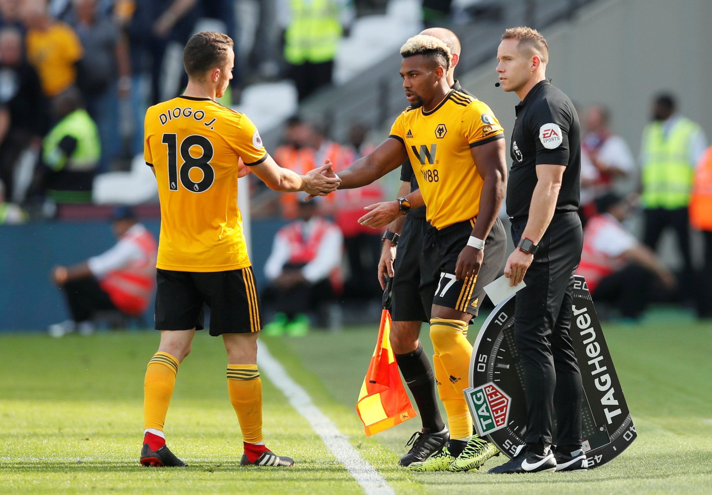 Adama Traore comes on for Diogo Jota for Wolves