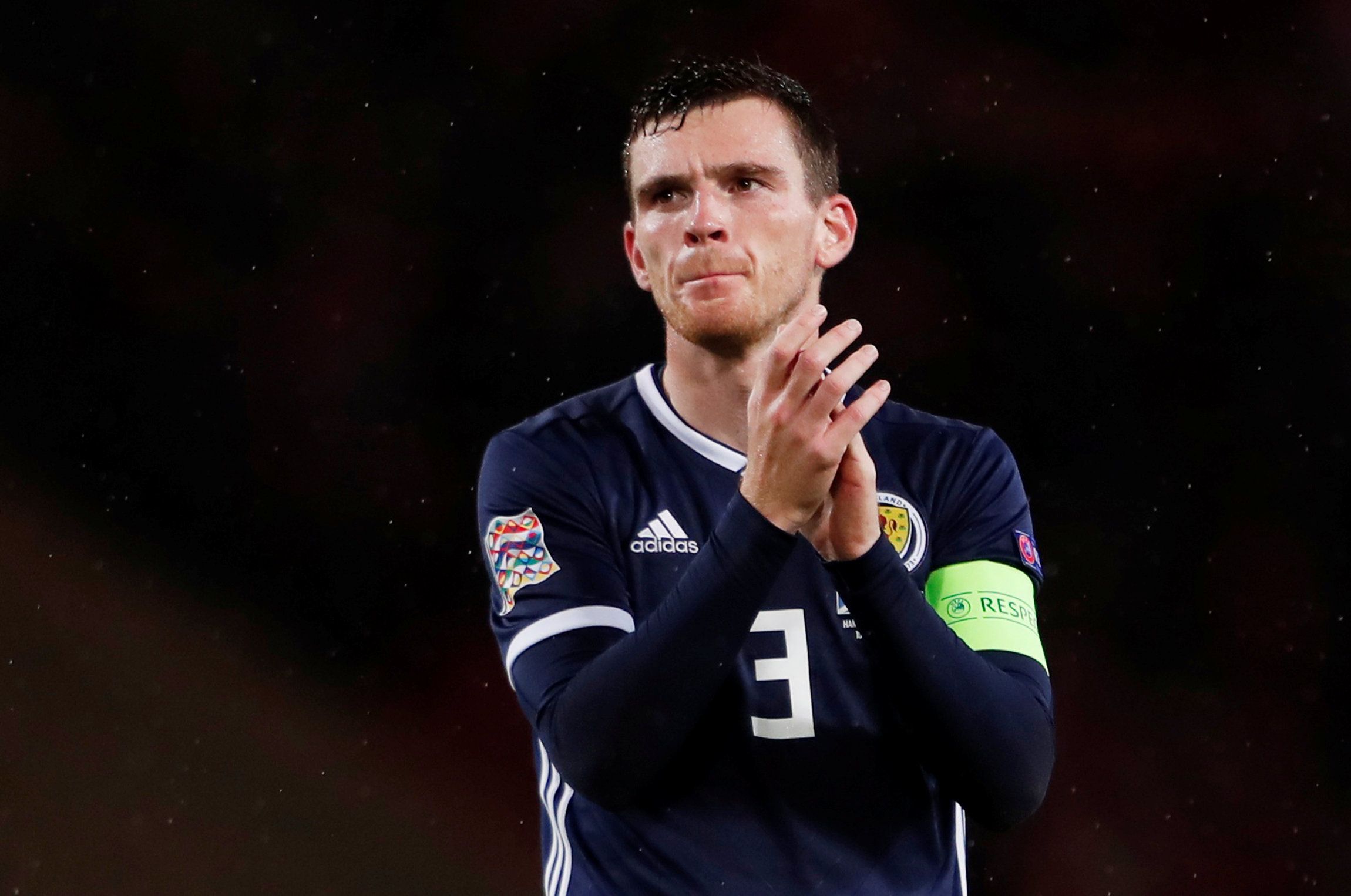 Soccer Football - UEFA Nations League - League C - Group 1 - Scotland v Albania - Hampden Park, Glasgow, Britain - September 10, 2018  Scotland's Andrew Robertson applauds during the match   Action Images via Reuters/Lee Smith