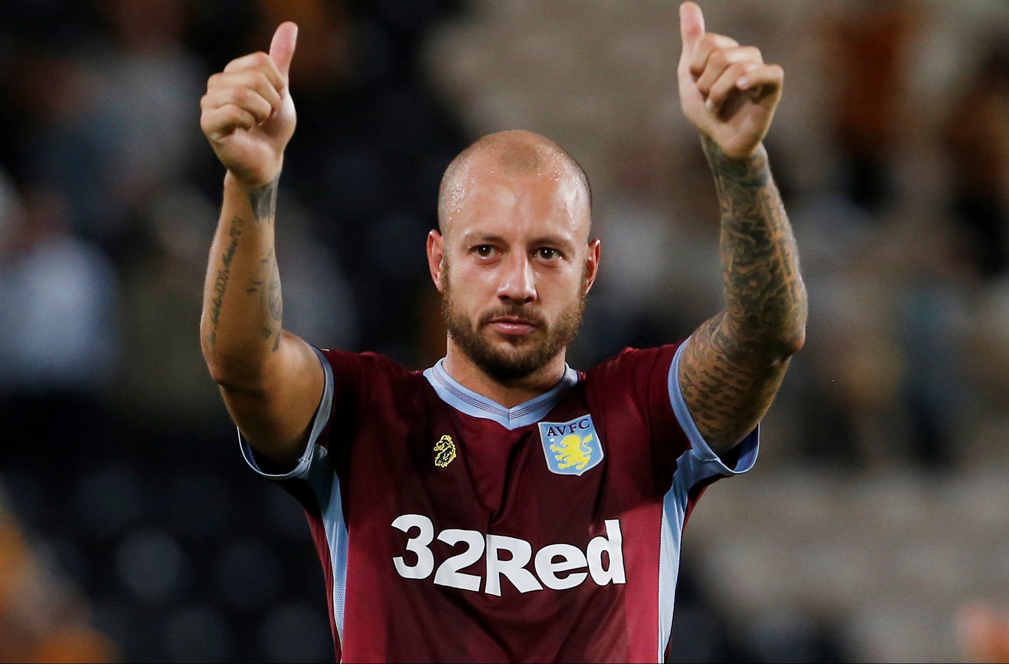 Soccer Football - Championship - Hull City v Aston Villa - KCOM Stadium, Hull, Britain - August 6, 2018   Aston Villa’s Alan Hutton gestures to fans after the match           Action Images/Craig Brough    EDITORIAL USE ONLY. No use with unauthorized audio, video, data, fixture lists, club/league logos or 