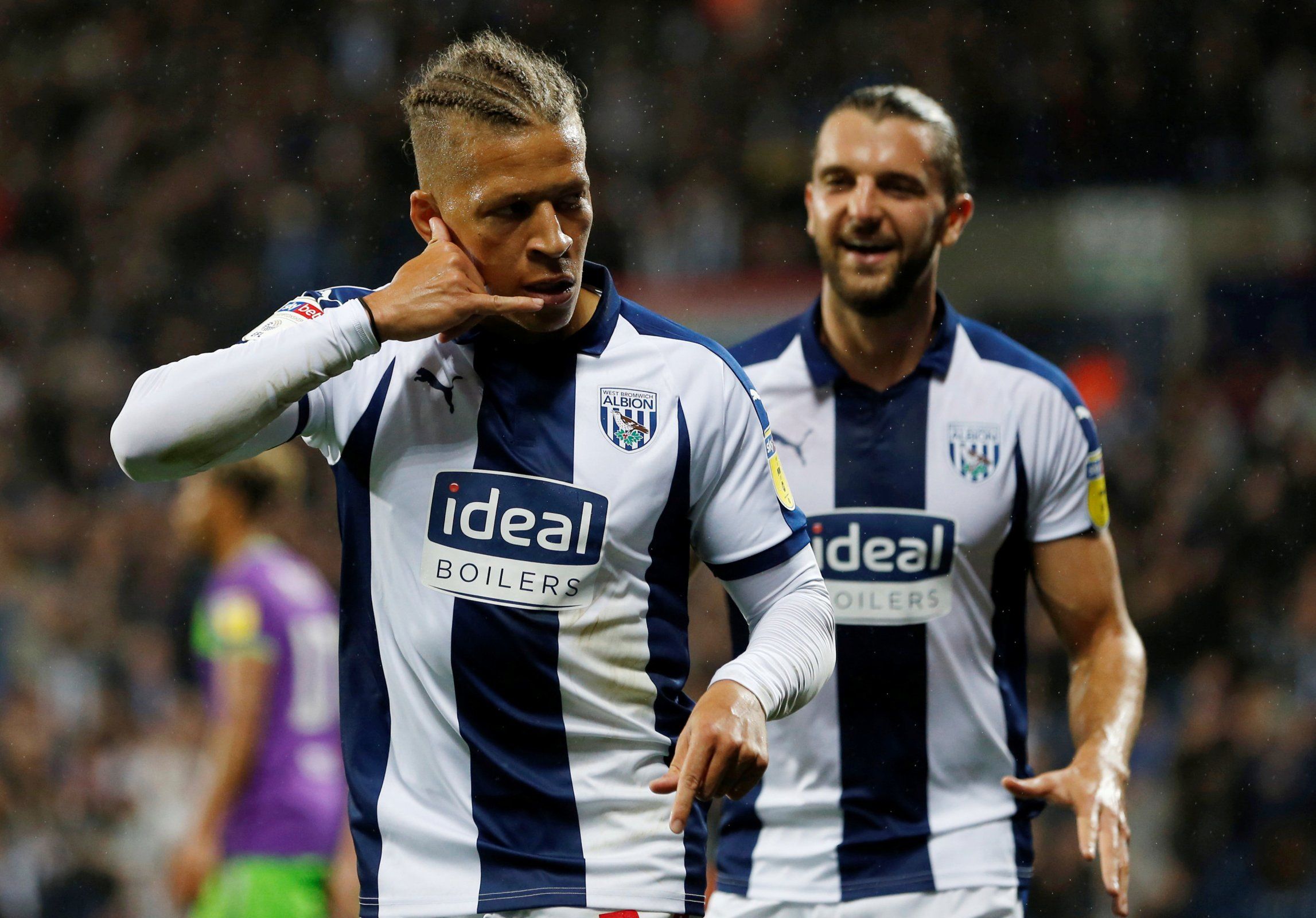 Dwight Gayle celebrates for West Brom